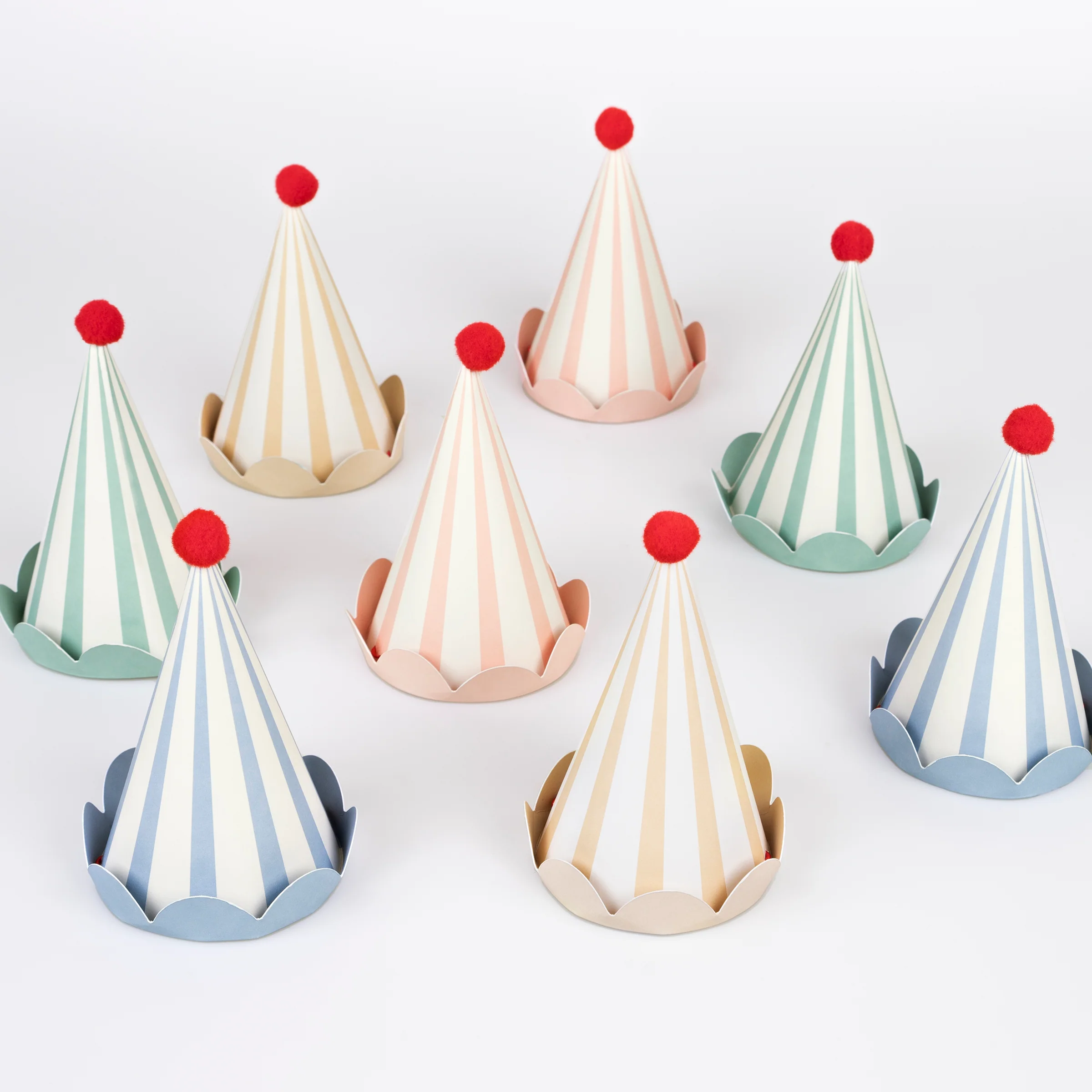 Stripe Pastel Party Hats (x 8)