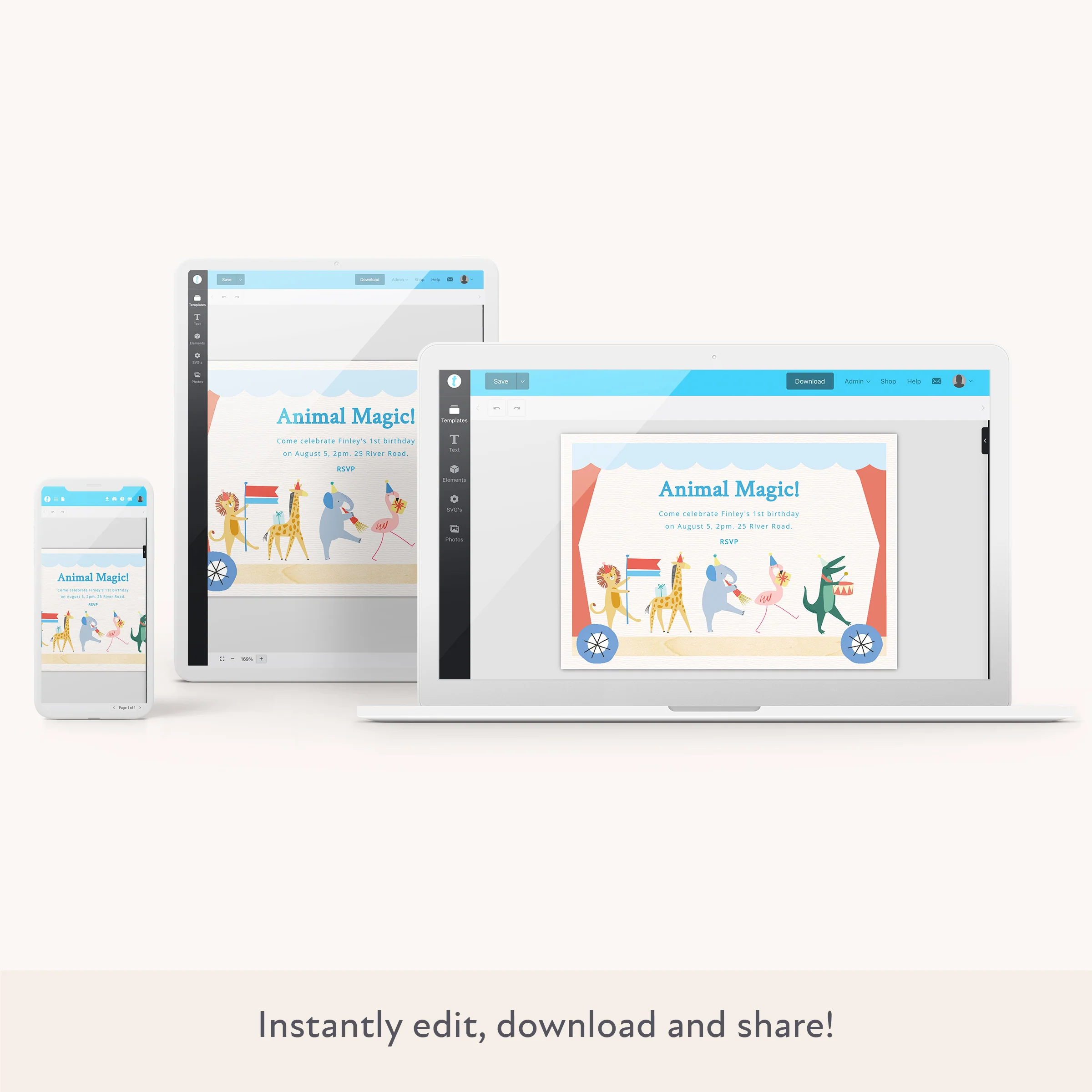 Animal Parade Download & Print Invitation - Image 2