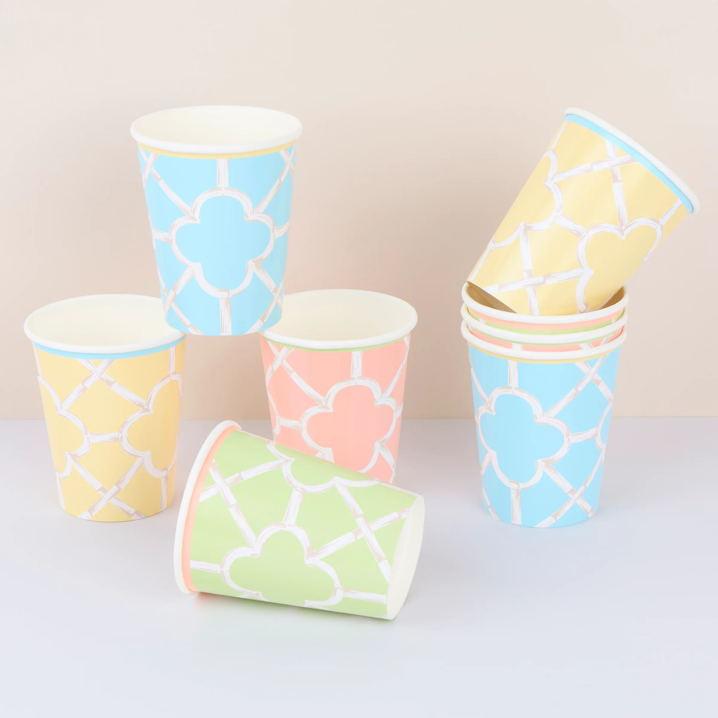 Bamboo Pattern Cups (x 8)