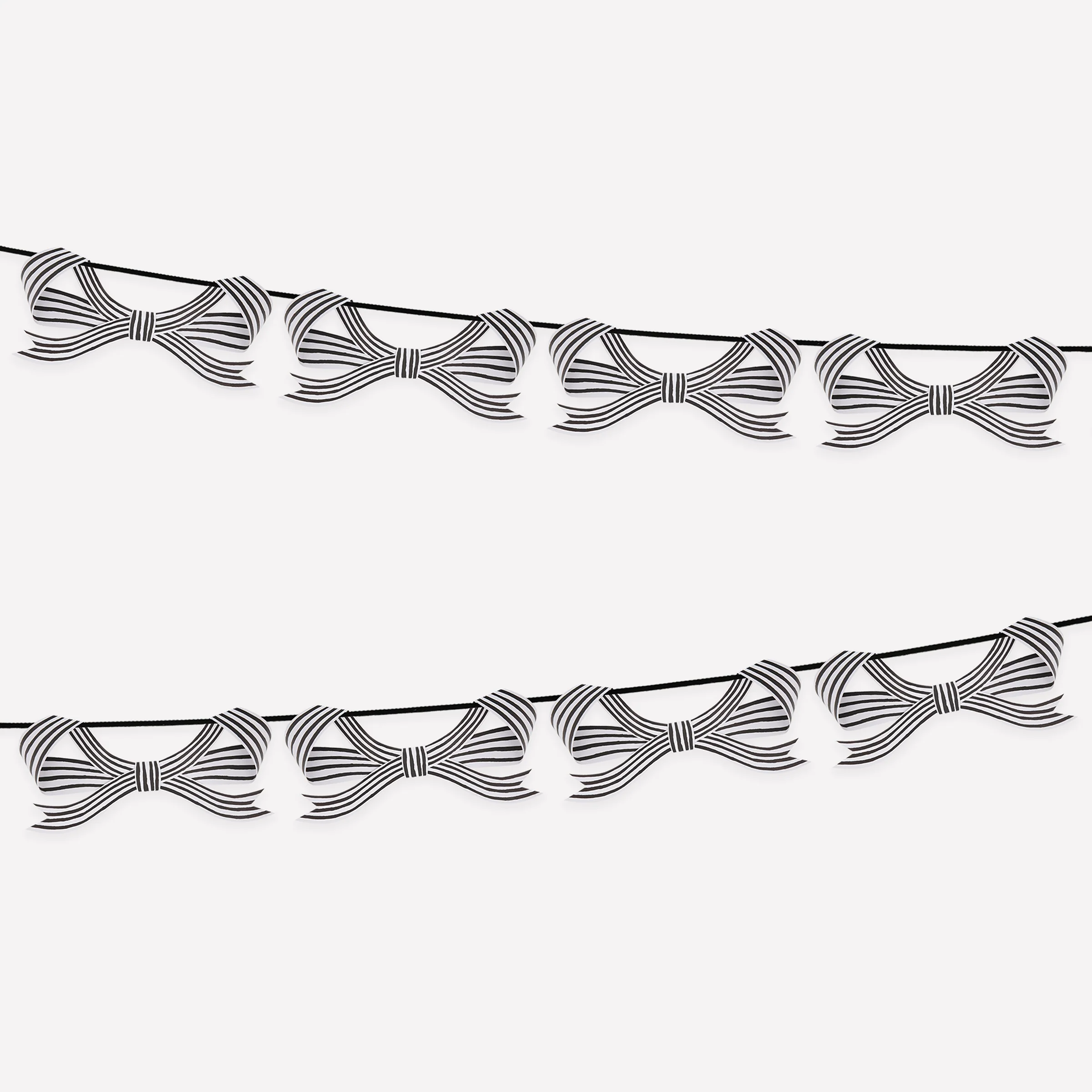 Black & White Stripy Bow Garland