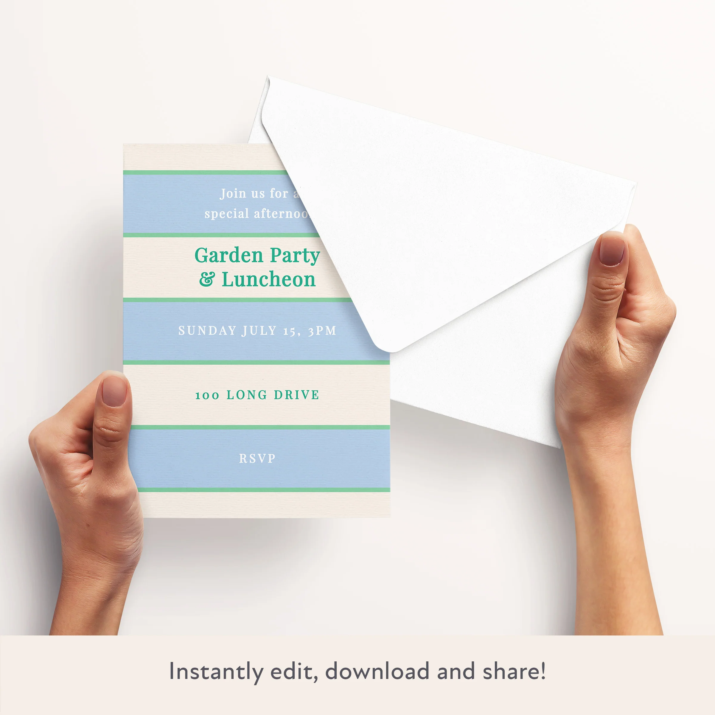 Blue Cabana Stripe Download & Print Invitation - Image 3