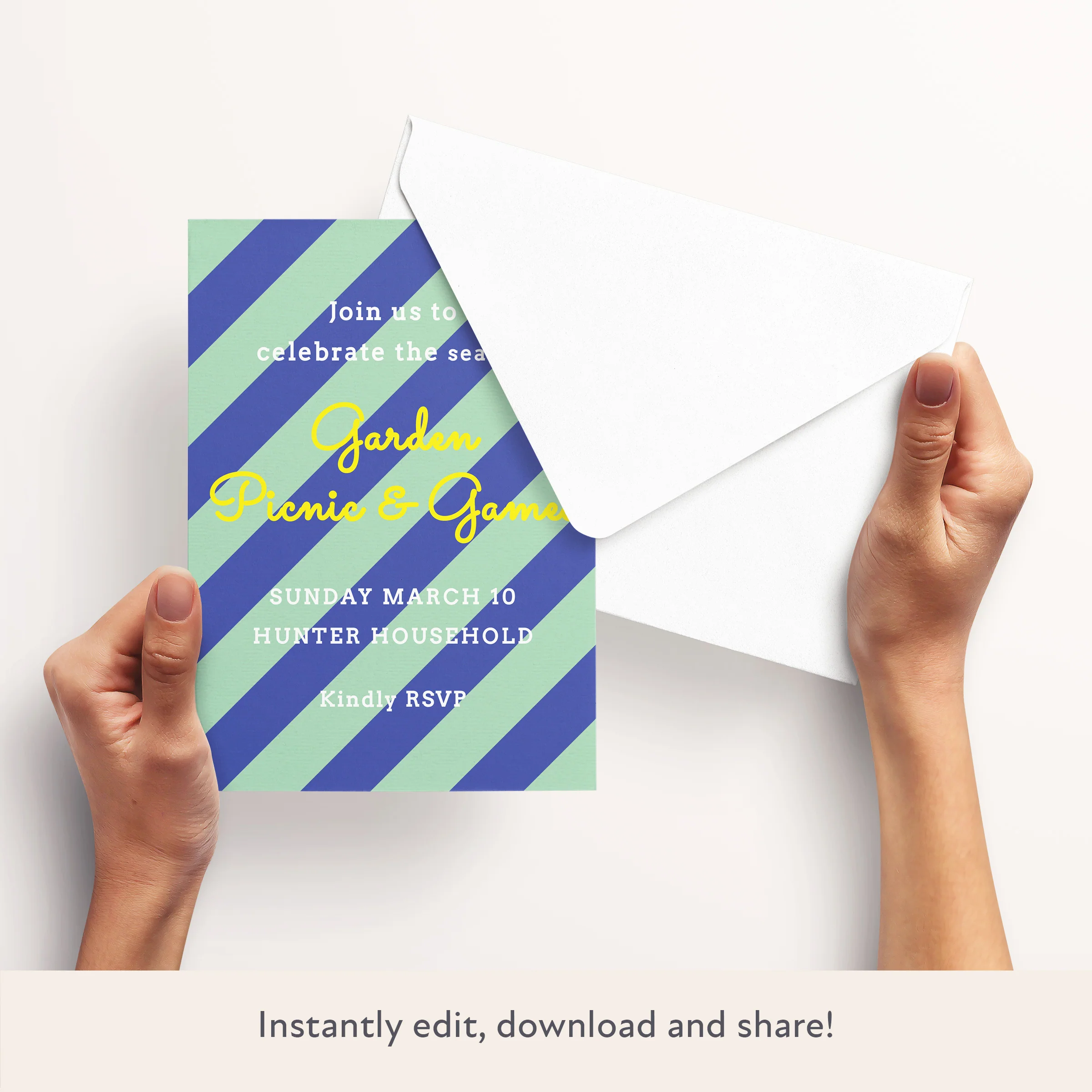 Blue/Mint Fun Stripe Download & Print Invitation - Image 3