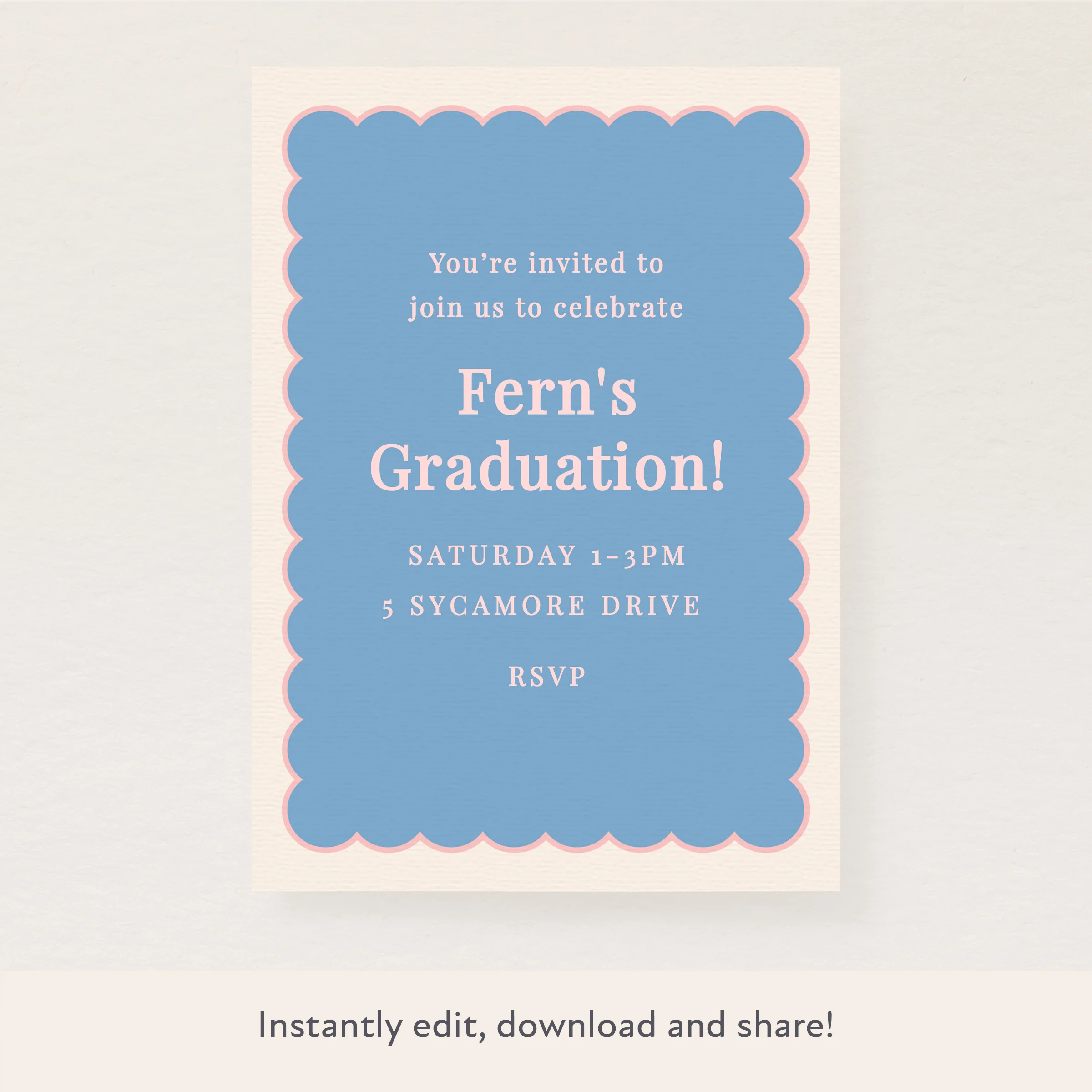 Blue Scallop Download & Print Invitation