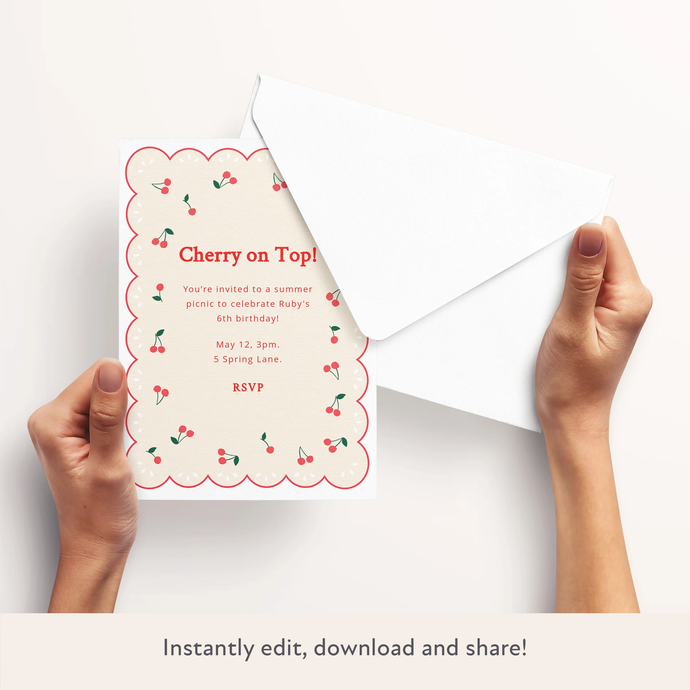 Cherries Download & Print Invitation - Image 3