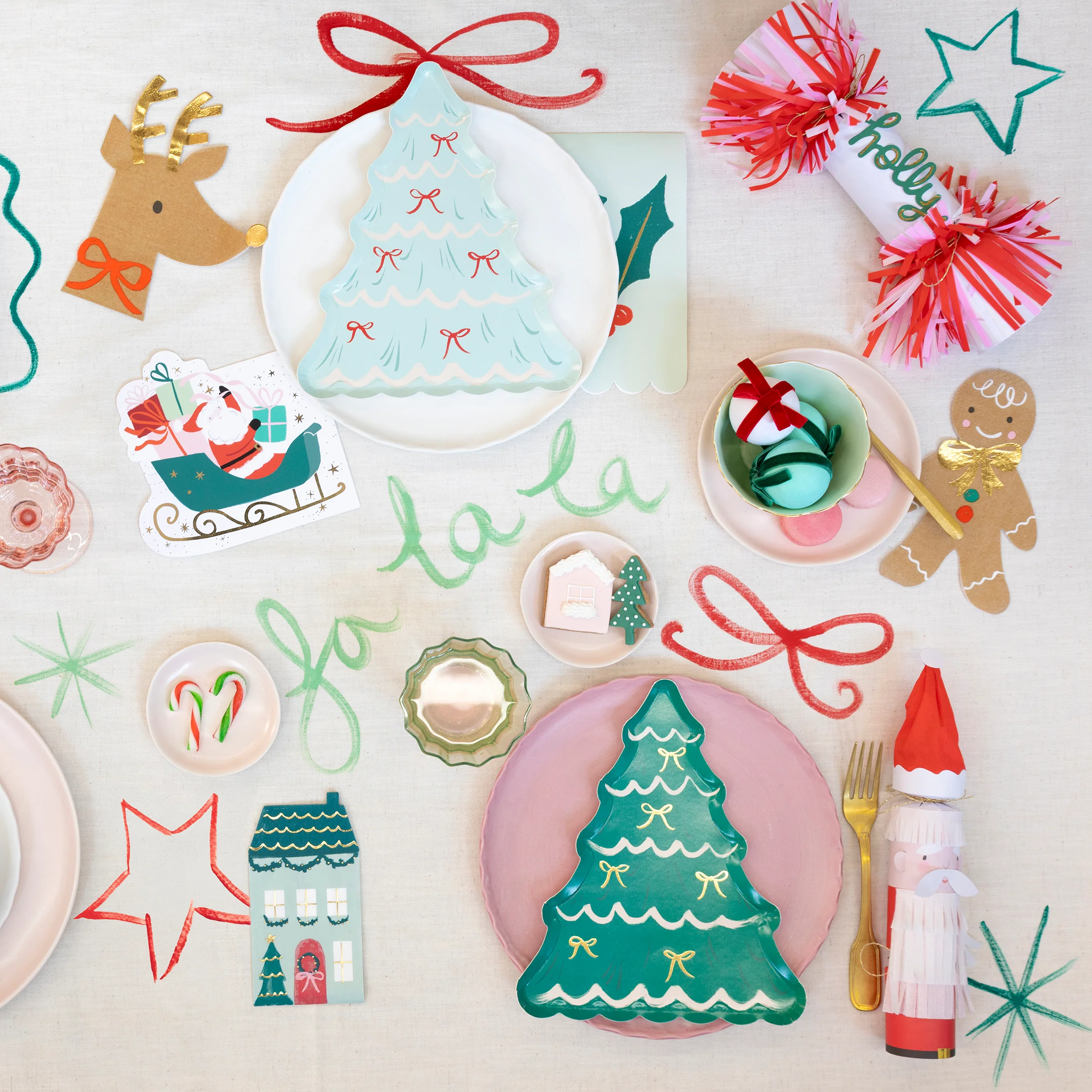 Christmas Tree With Bows Plates (x 8) - Image 2