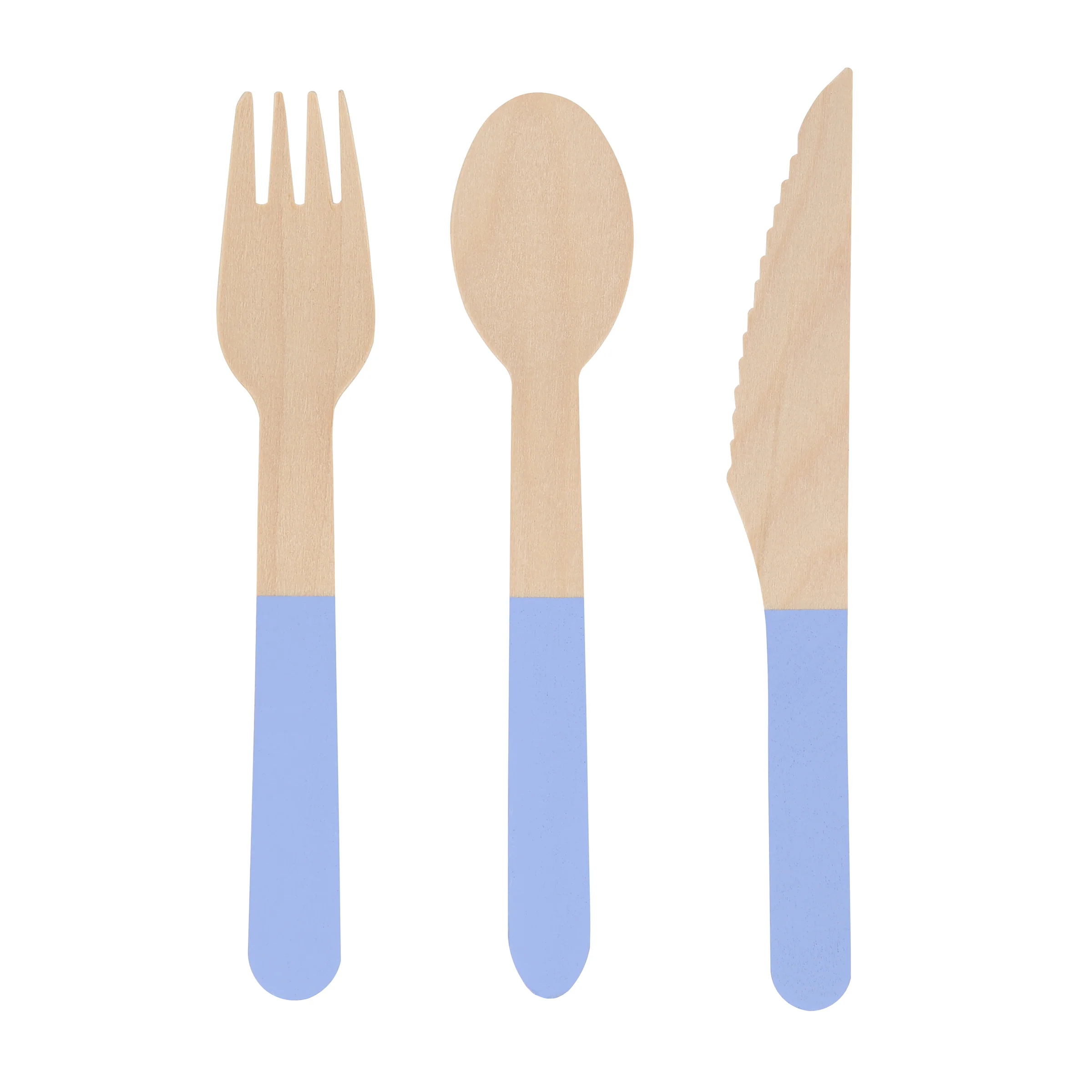 Cornflower Blue Wooden Cutlery Set (x 24) - Image 4