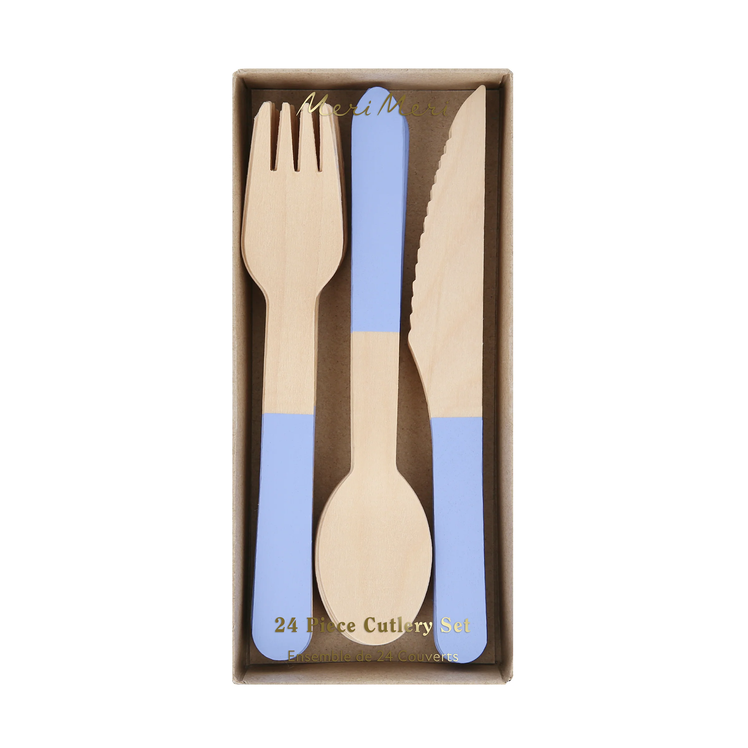 Cornflower Blue Wooden Cutlery Set (x 24) - Image 5