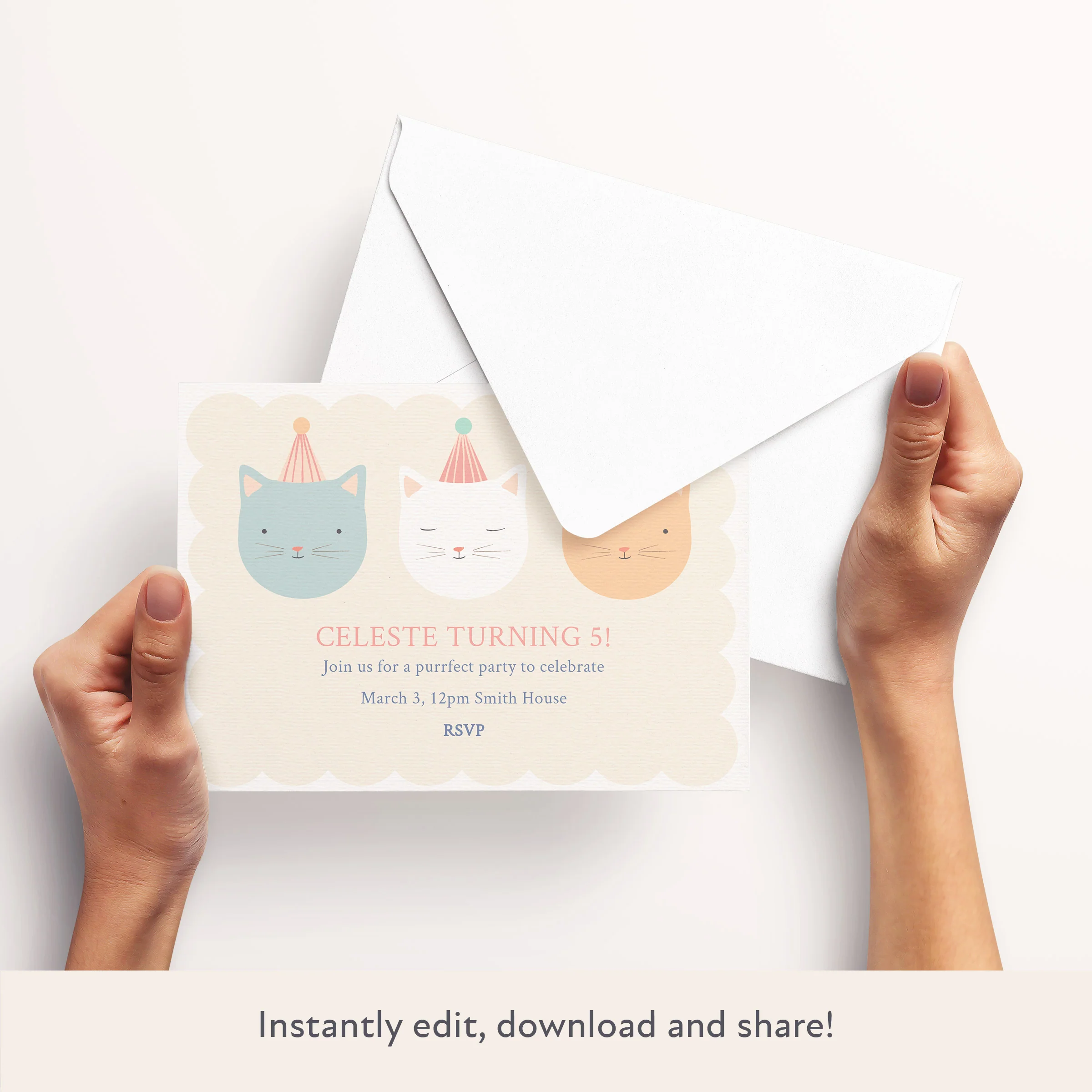 Cute Kitten Download & Print Invitation - Image 3