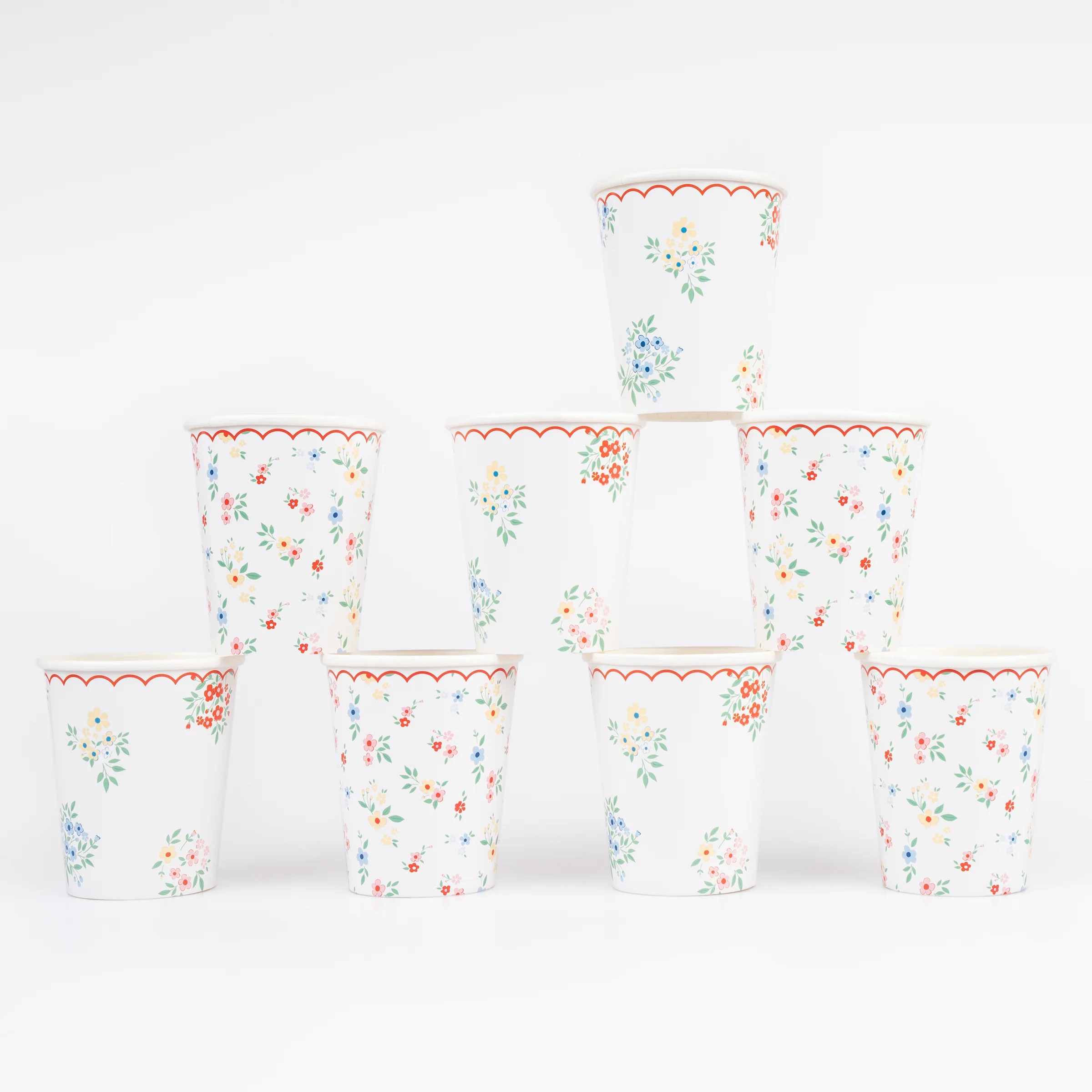 Ditsy Posy Scalloped Cups (x 8)