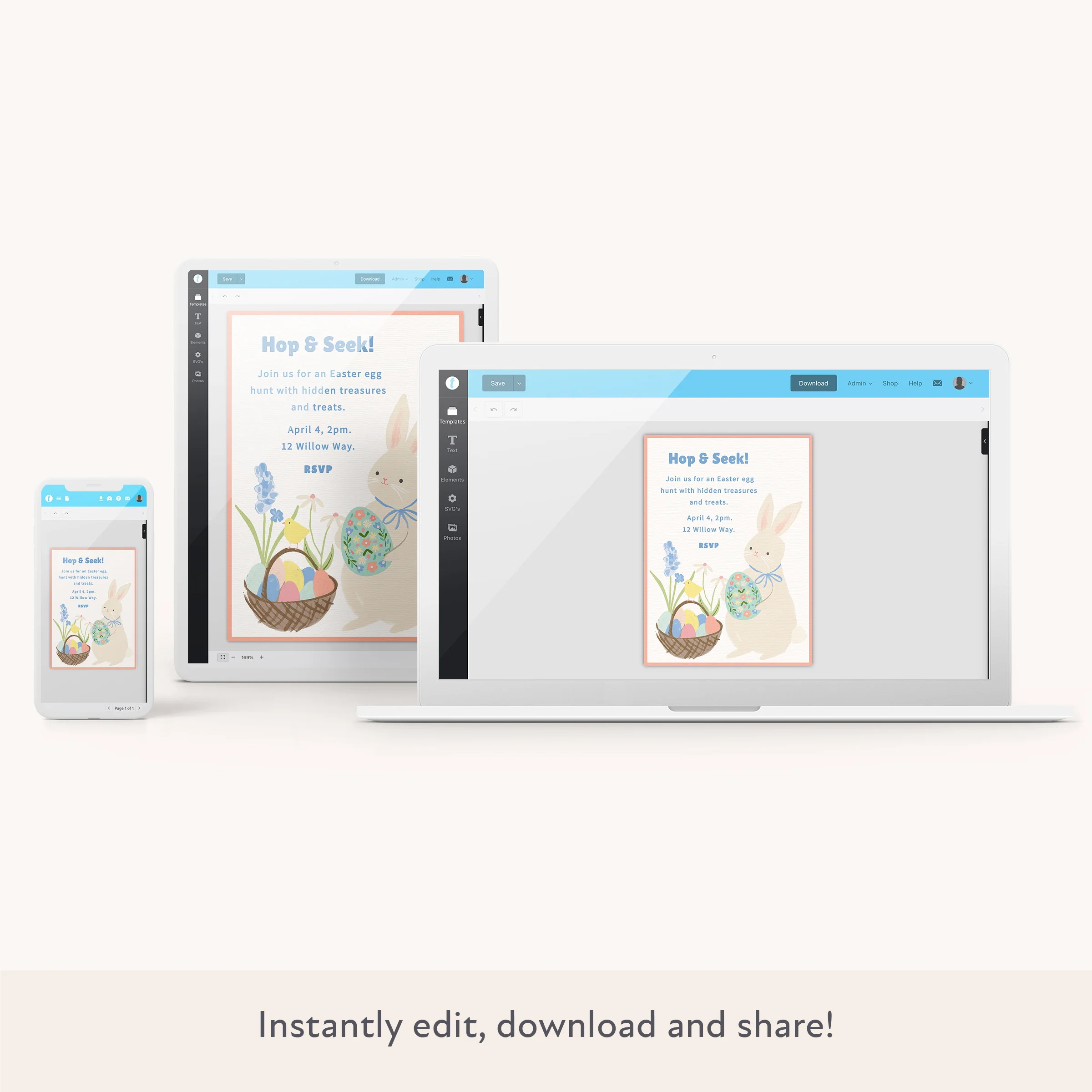Easter Egg Hunt Download & Print Invitation - Image 2