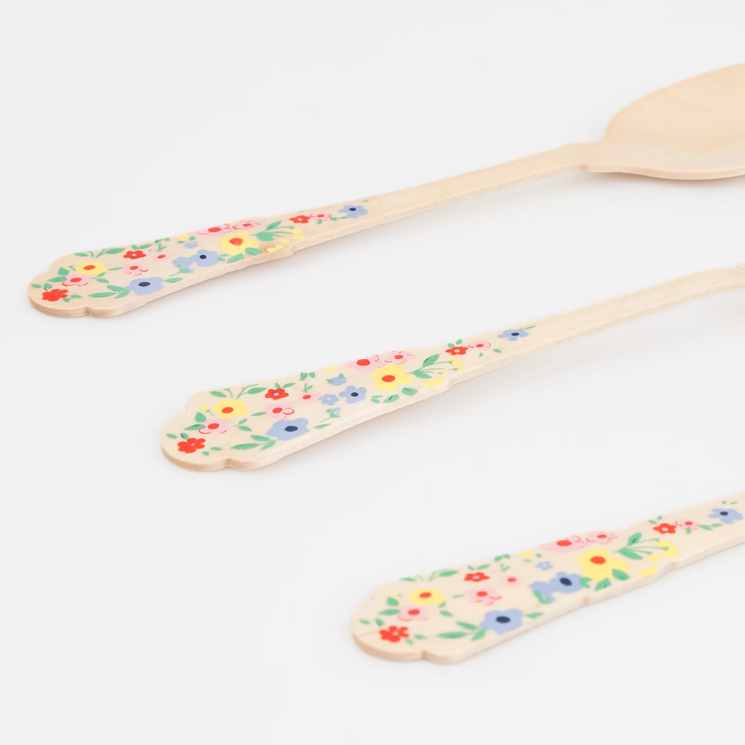 Elegant Floral Wooden Cutlery Set (x 24) - Image 4