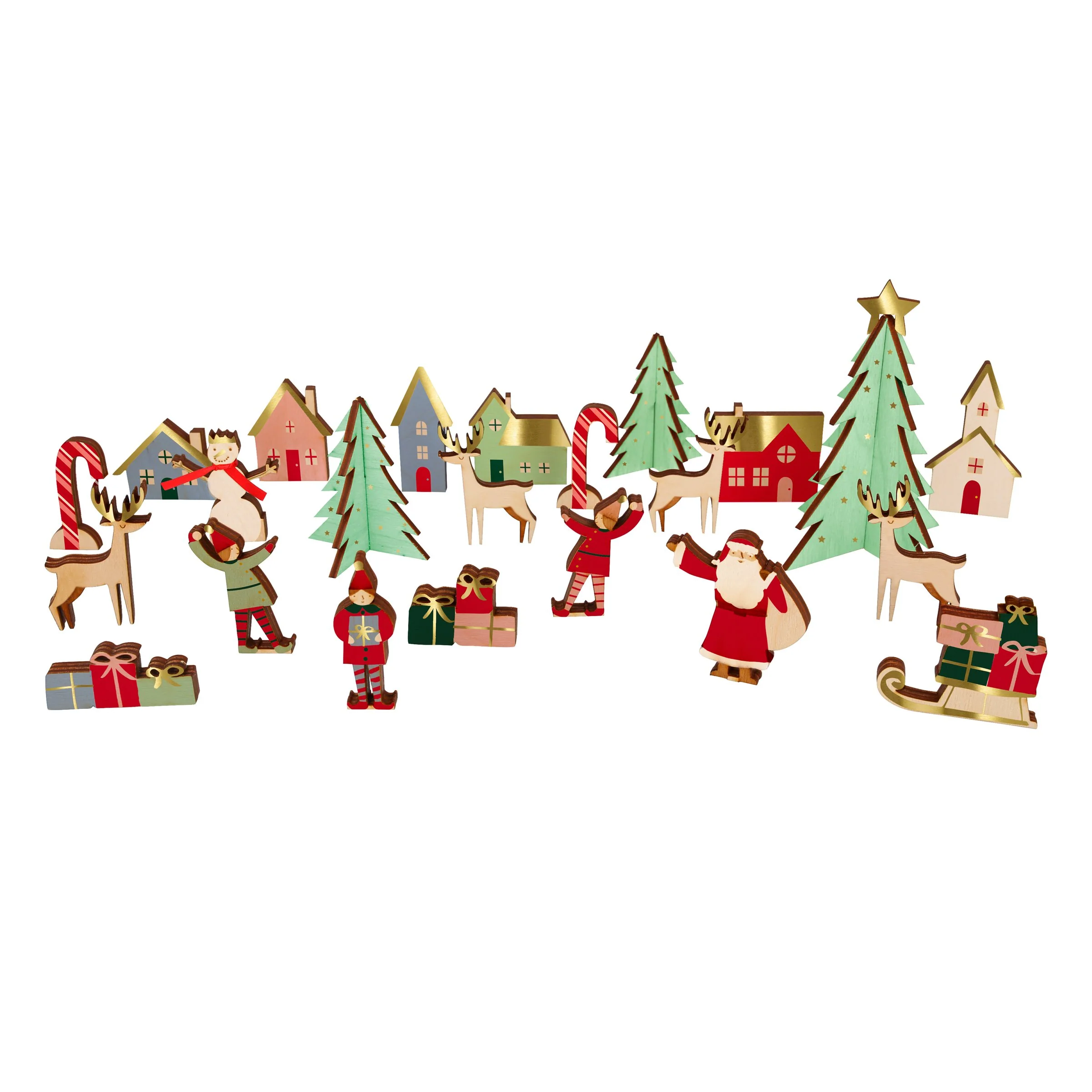 Festive Village Wooden Advent Calendar - Image 6