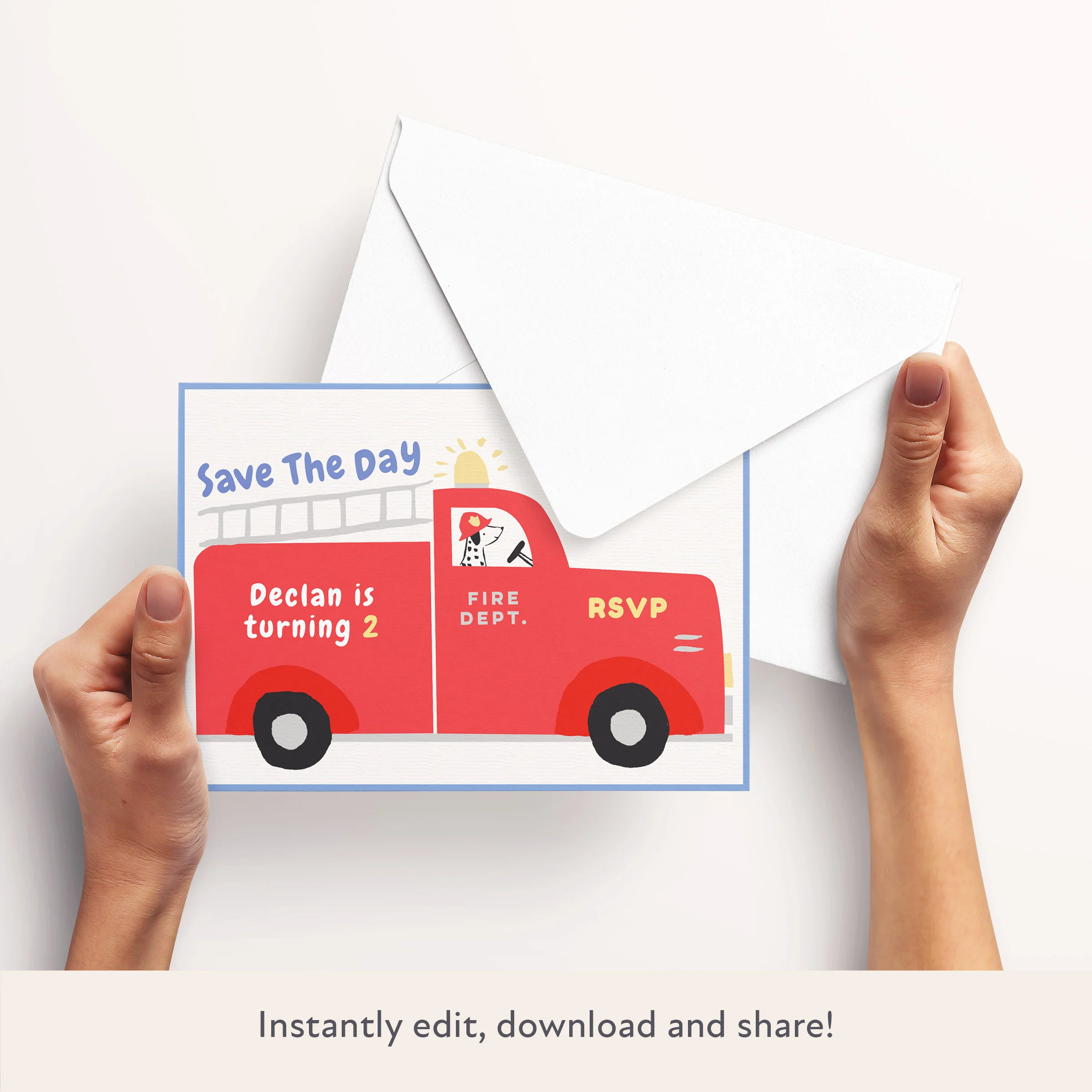 Fire Truck Download & Print Invitation - Image 3