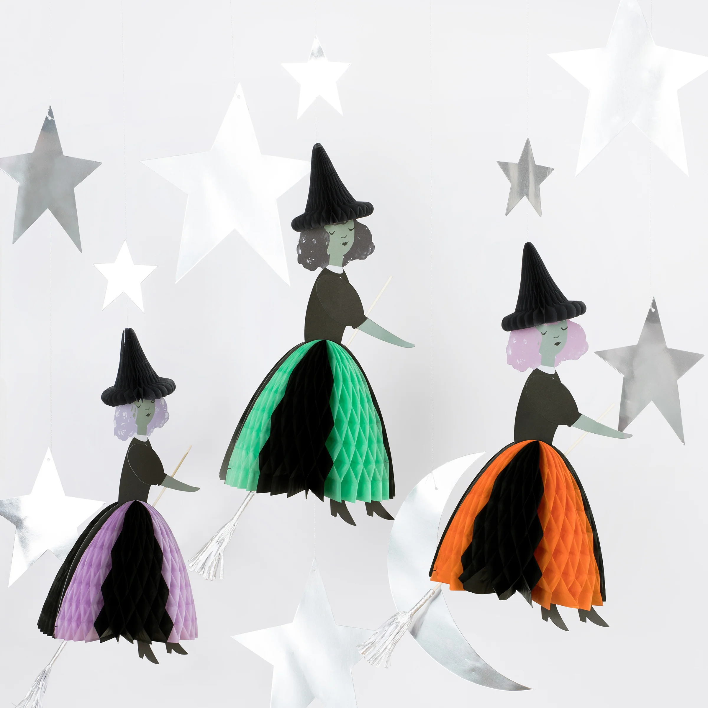 Flying Honeycomb Witch Decorations (x 3)