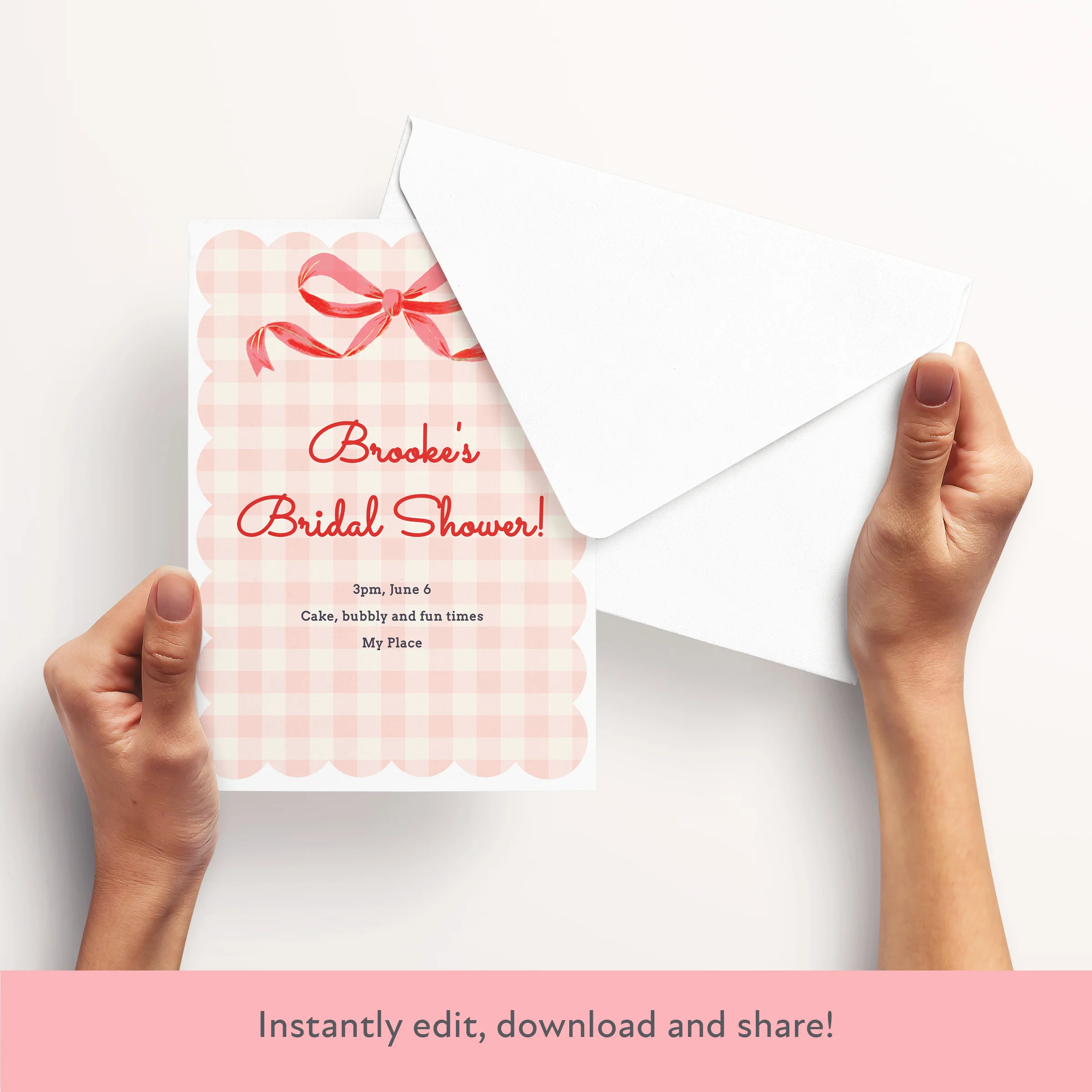 Gingham Bow Download & Print Invitation - Image 3