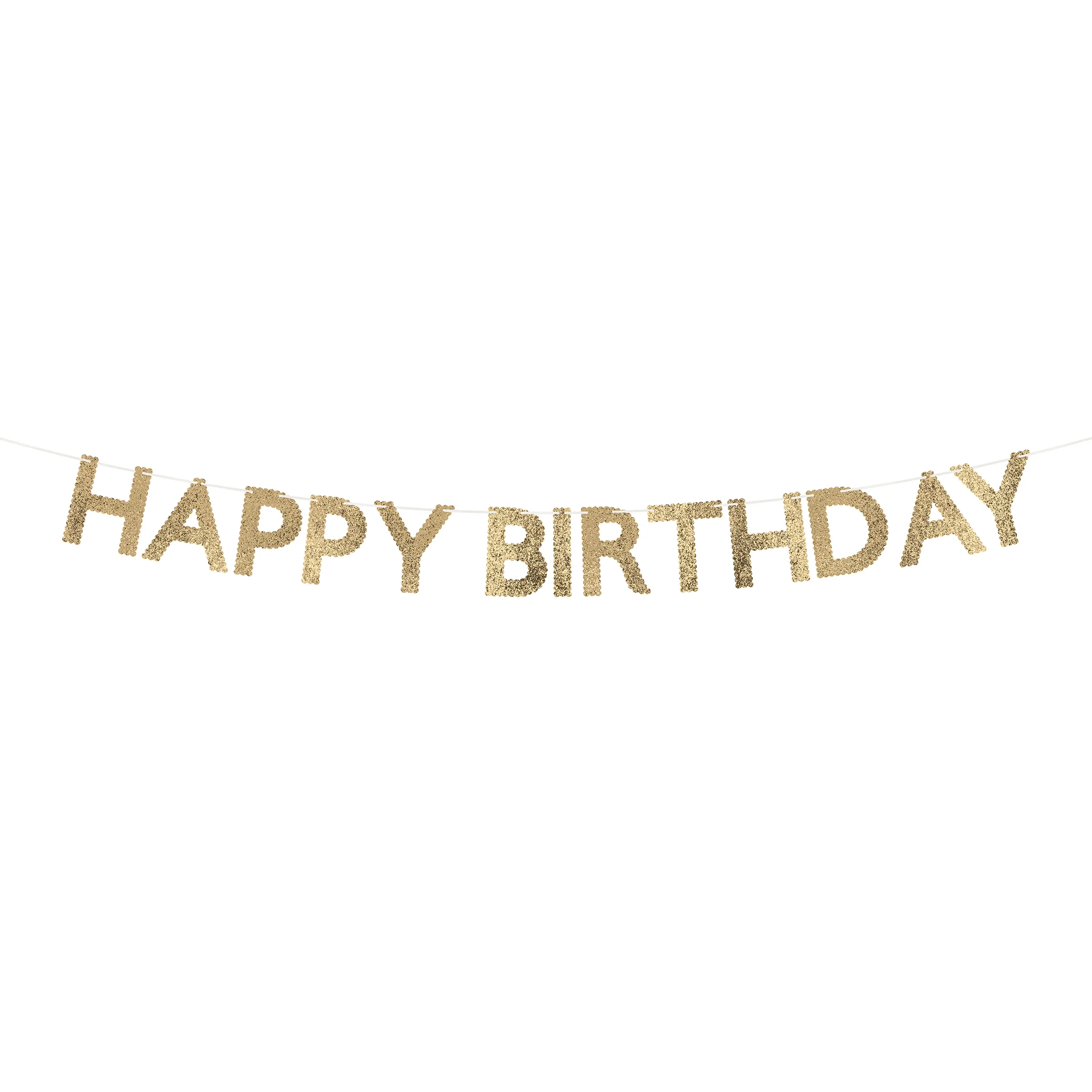 Gold Glitter Fabric Happy Birthday Garland - Image 4