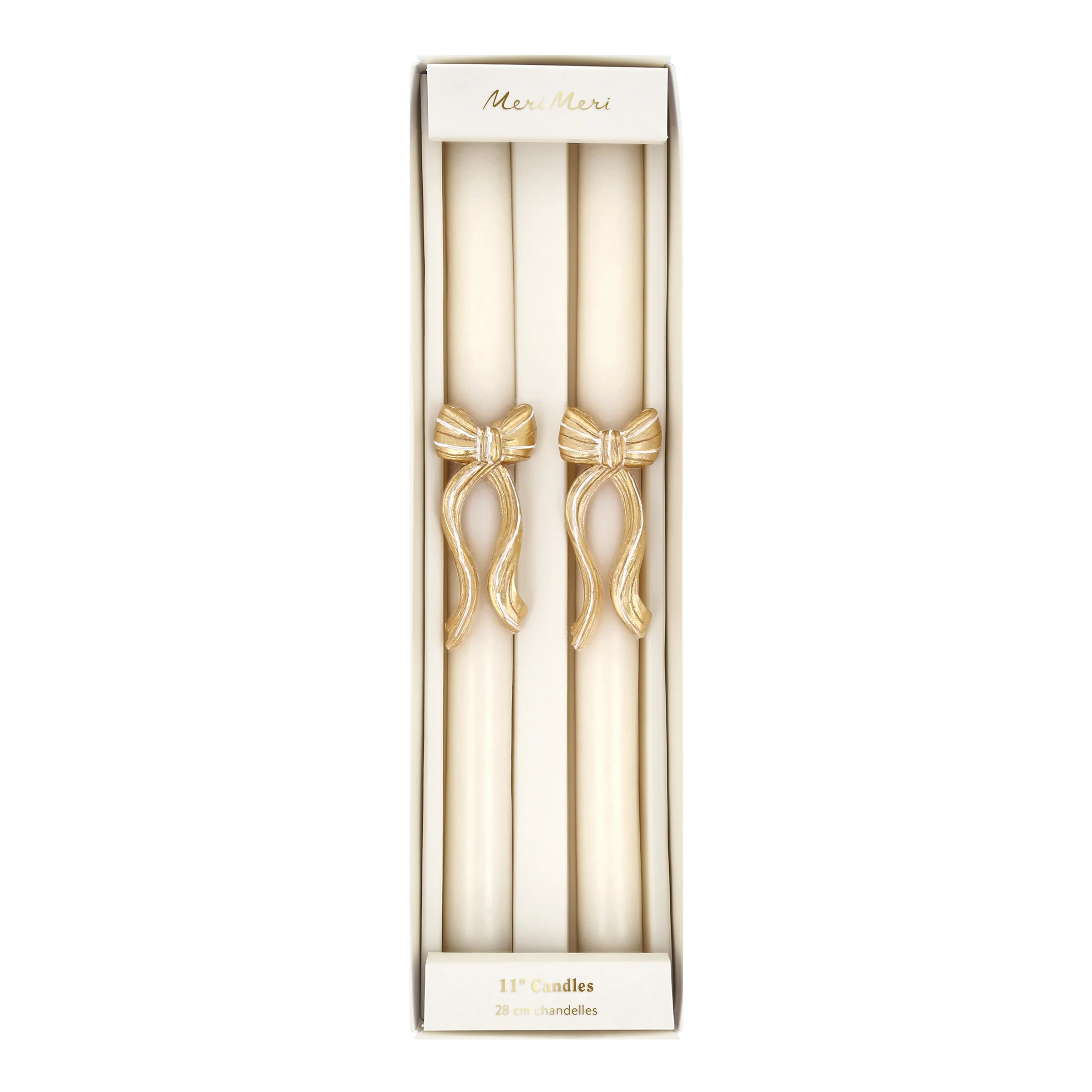 Gold Stripy Bow Table Candles (x 2) - Image 5