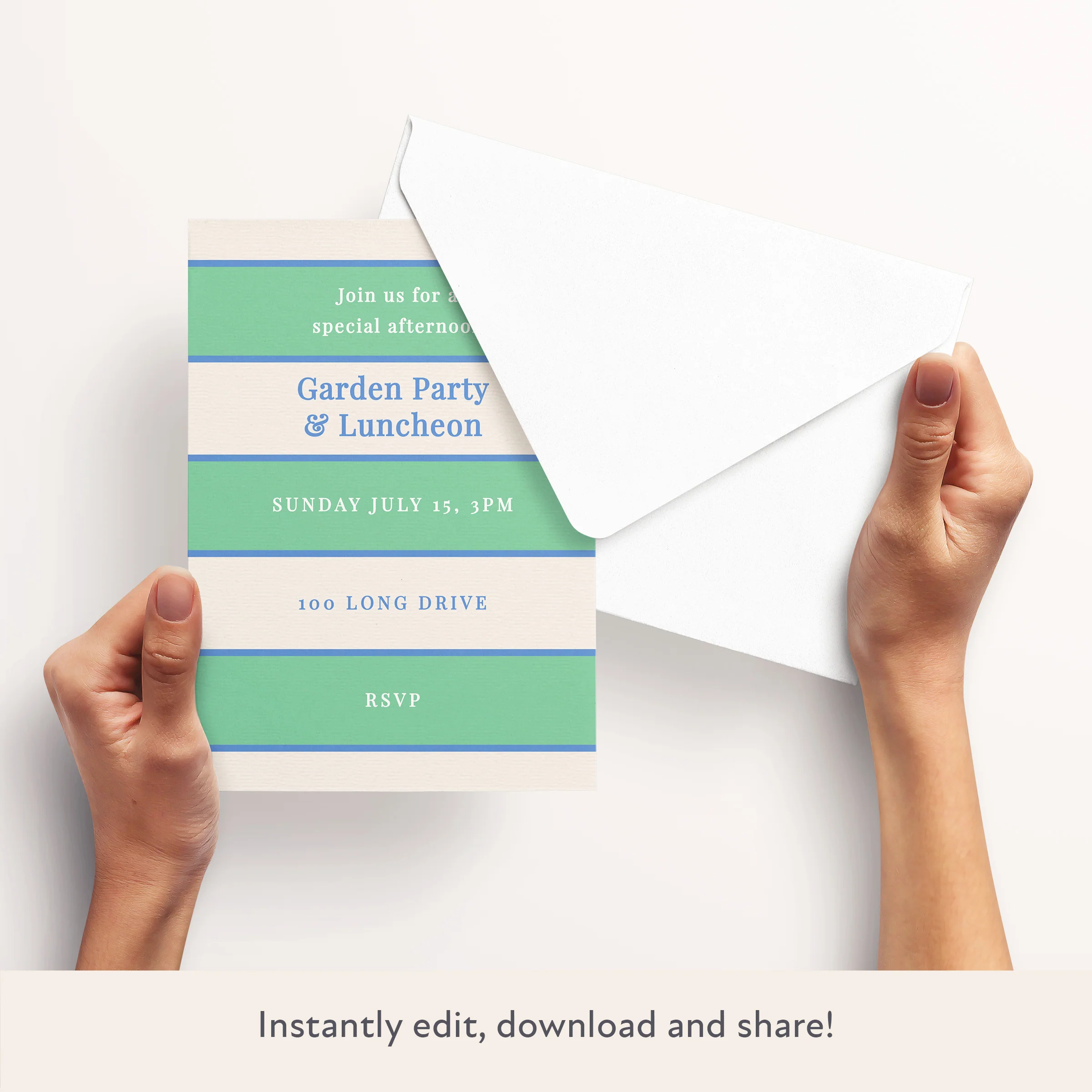Green Cabana Stripe Download & Print Invitation - Image 3