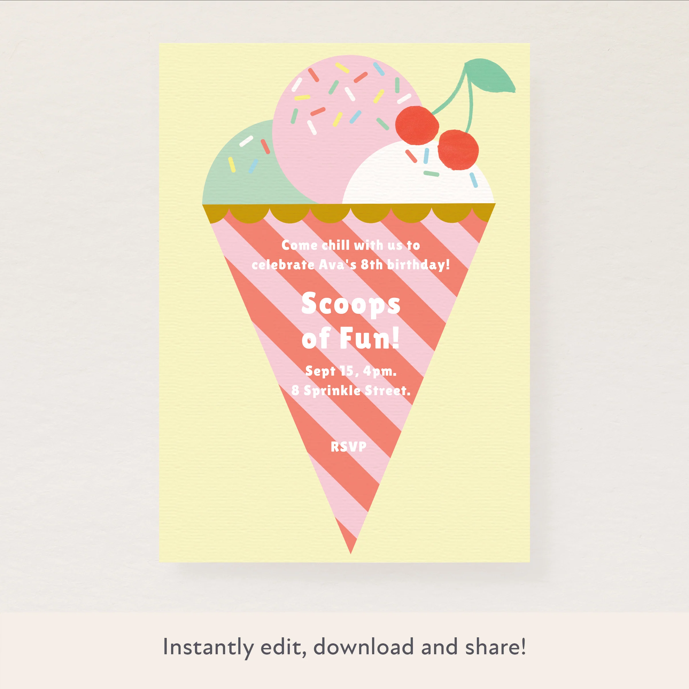 Ice Cream Party Download & Print Invitation