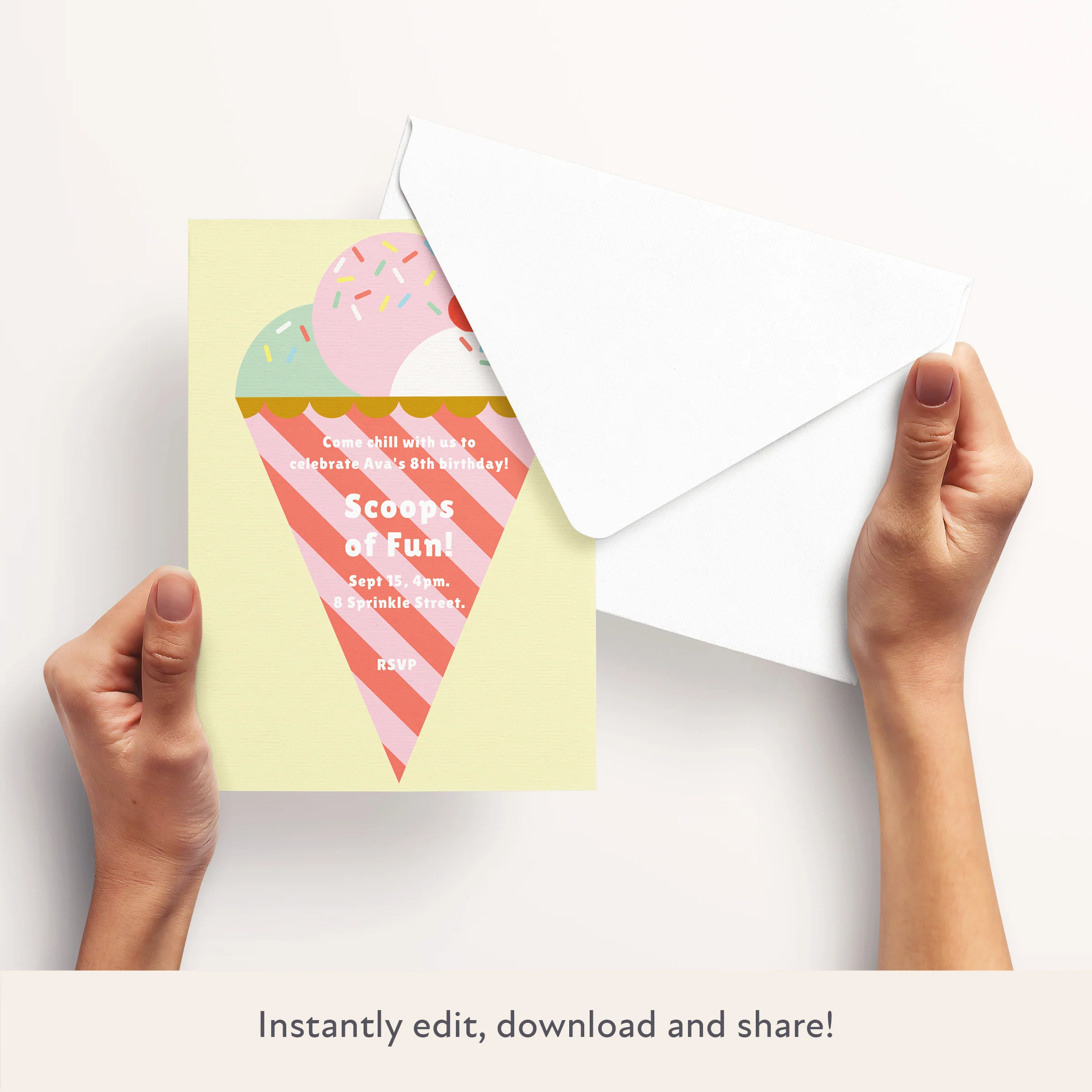 Ice Cream Party Download & Print Invitation - Image 3