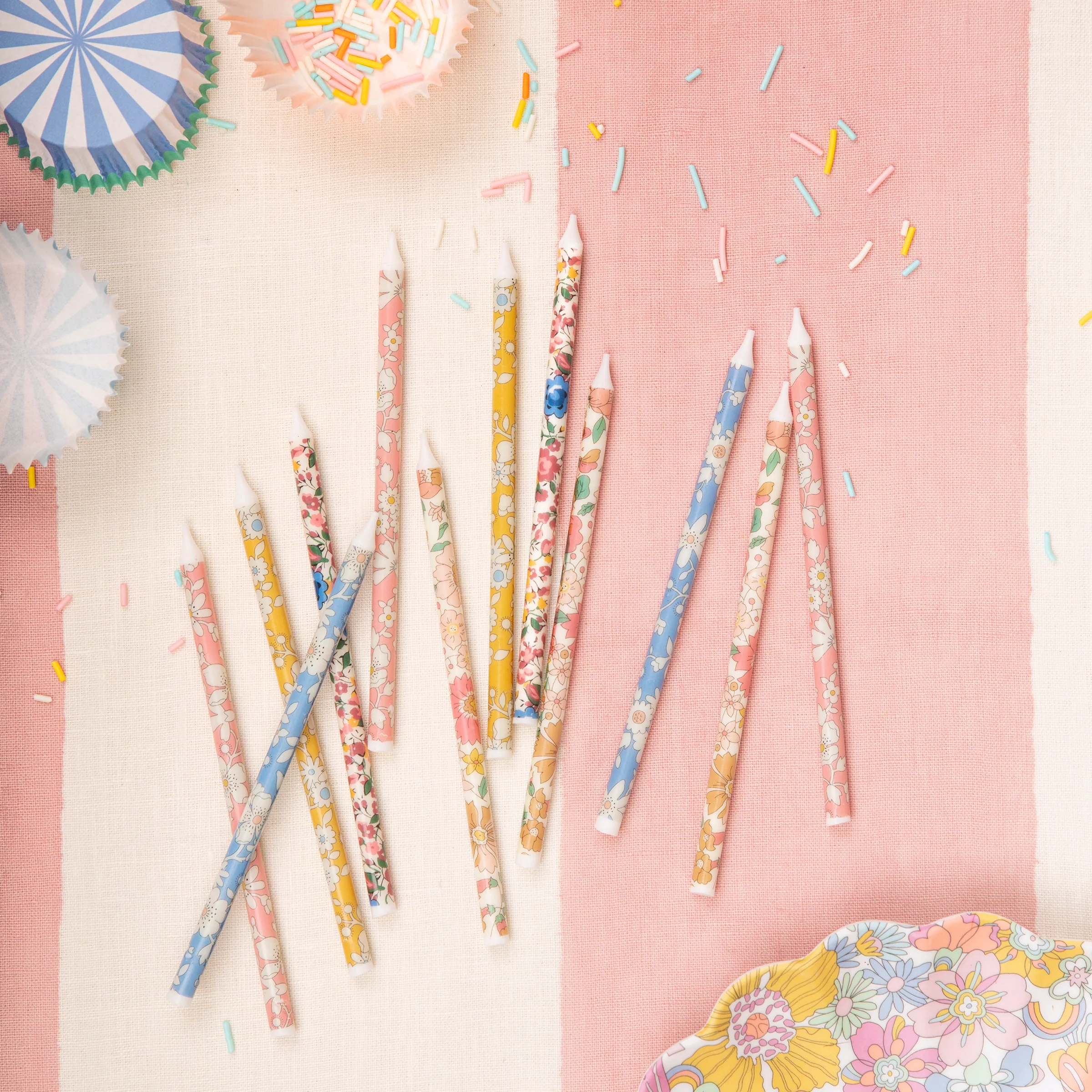 Meri Meri x Liberty Mixed Print Party Candles (x 16) - Image 2