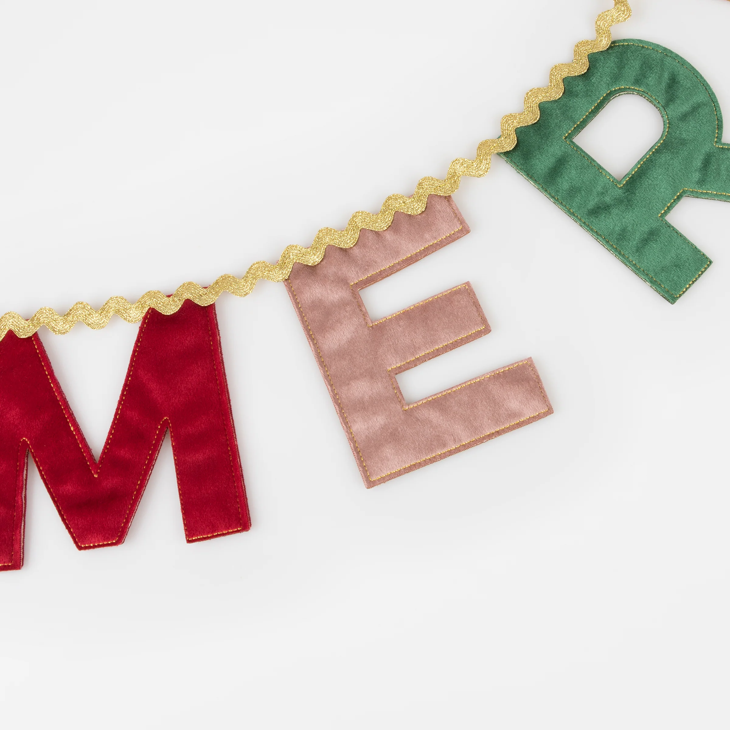 Merry Christmas Velvet Pennant Garland - Image 3