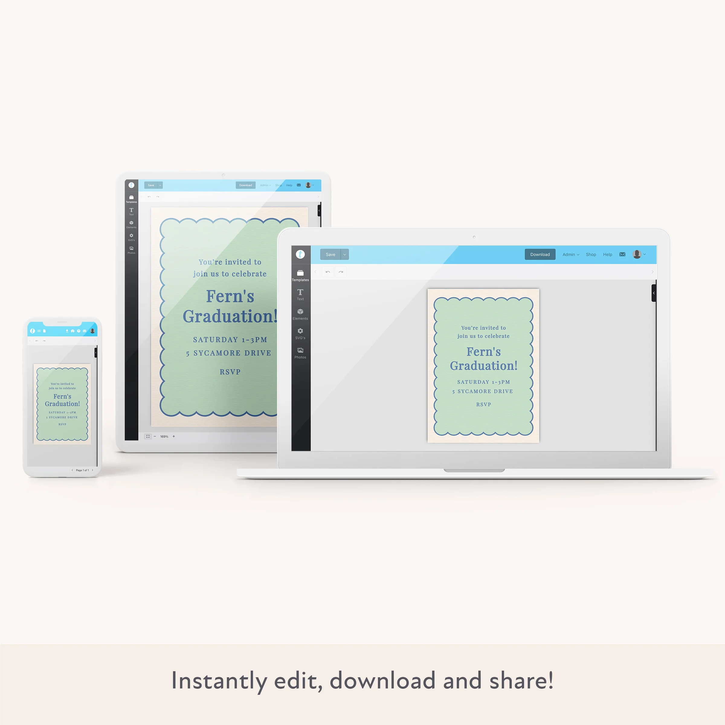 Mint Scallop Download & Print Invitation - Image 2