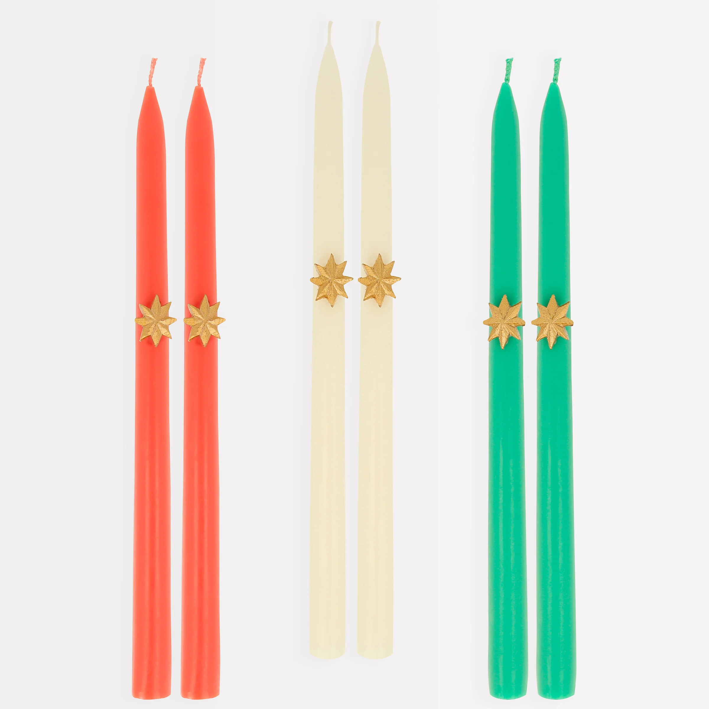 Mixed Gold Star Taper Candles (x 6) - Image 3