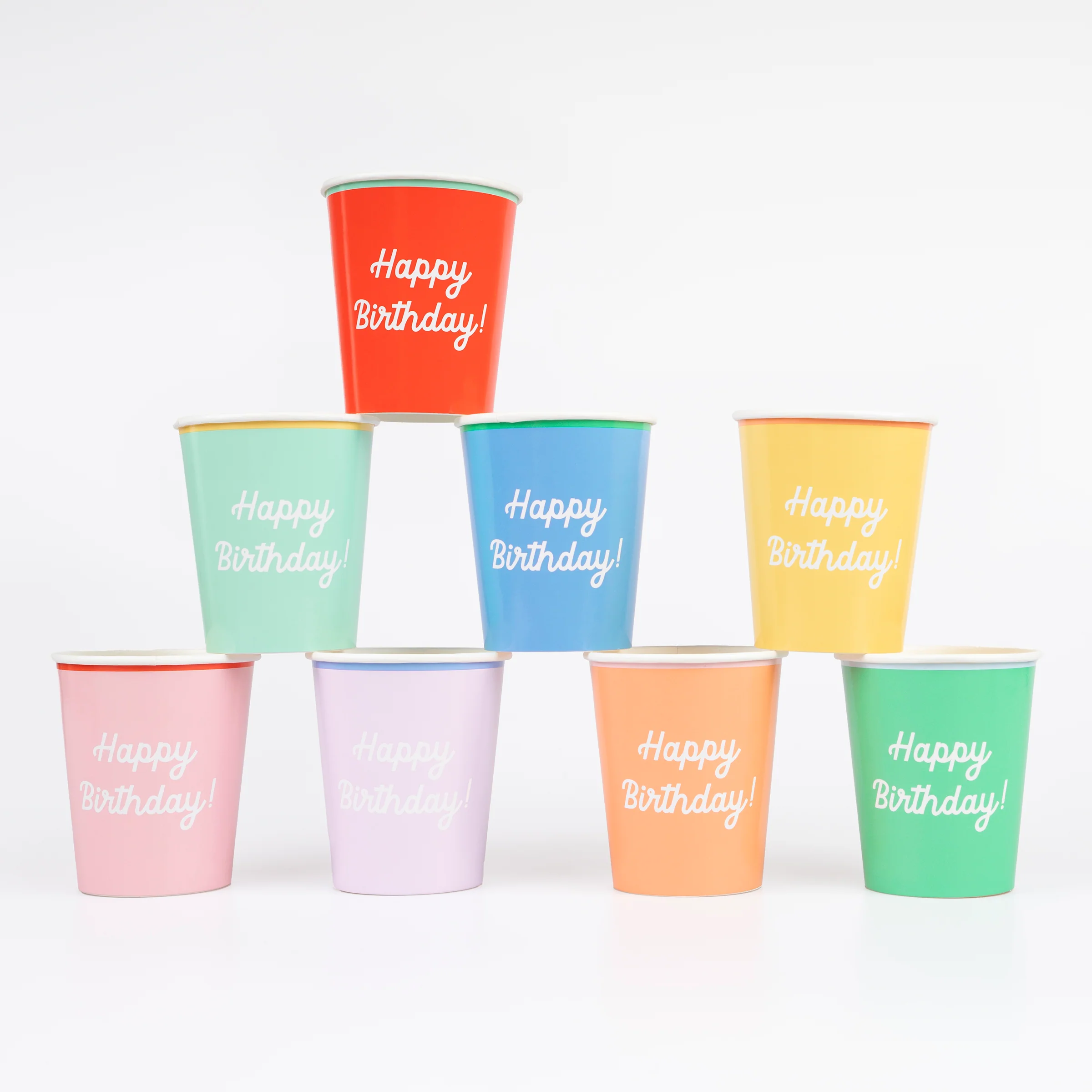 Mixed Happy Birthday Cups (x 8)