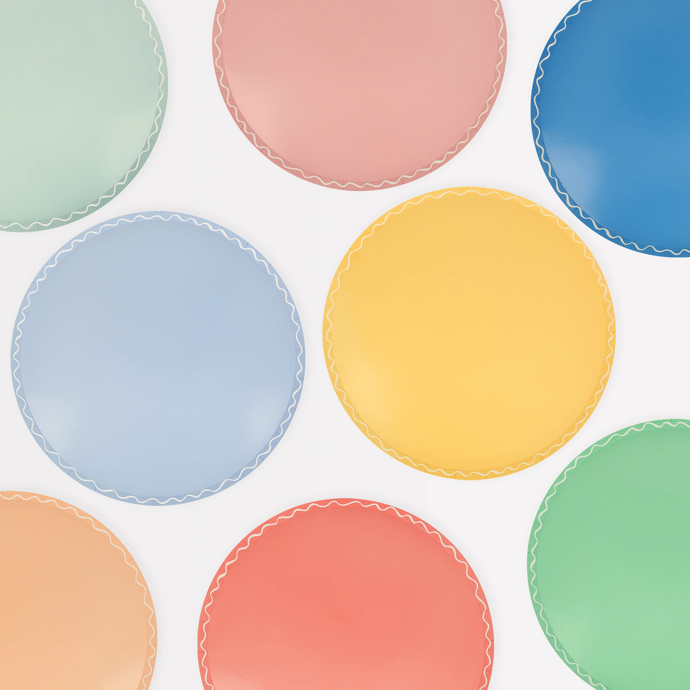 Mixed Wavy Line Dinner Plates (x 8)