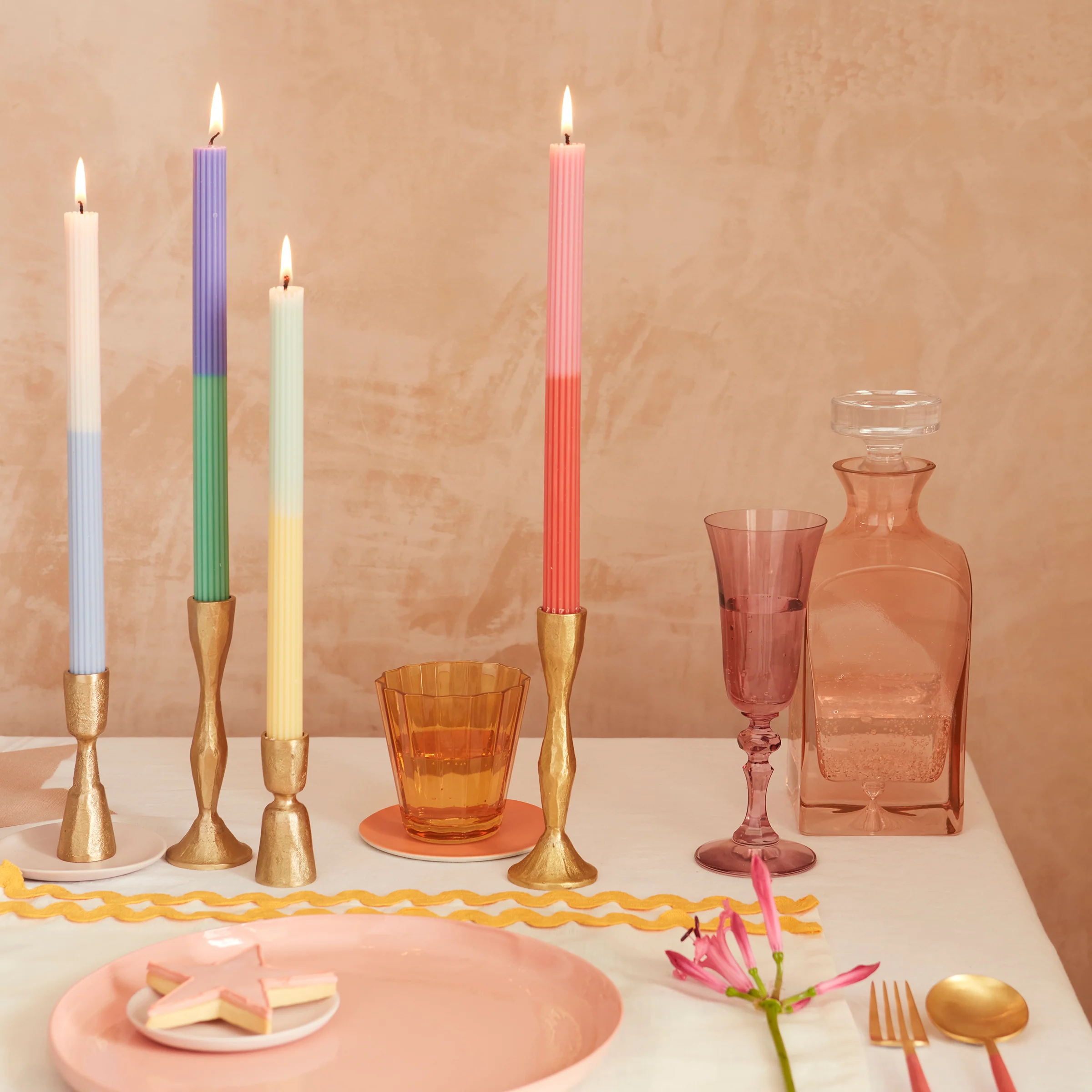 Multi Block Colour Table Candles (x 4) - Image 2