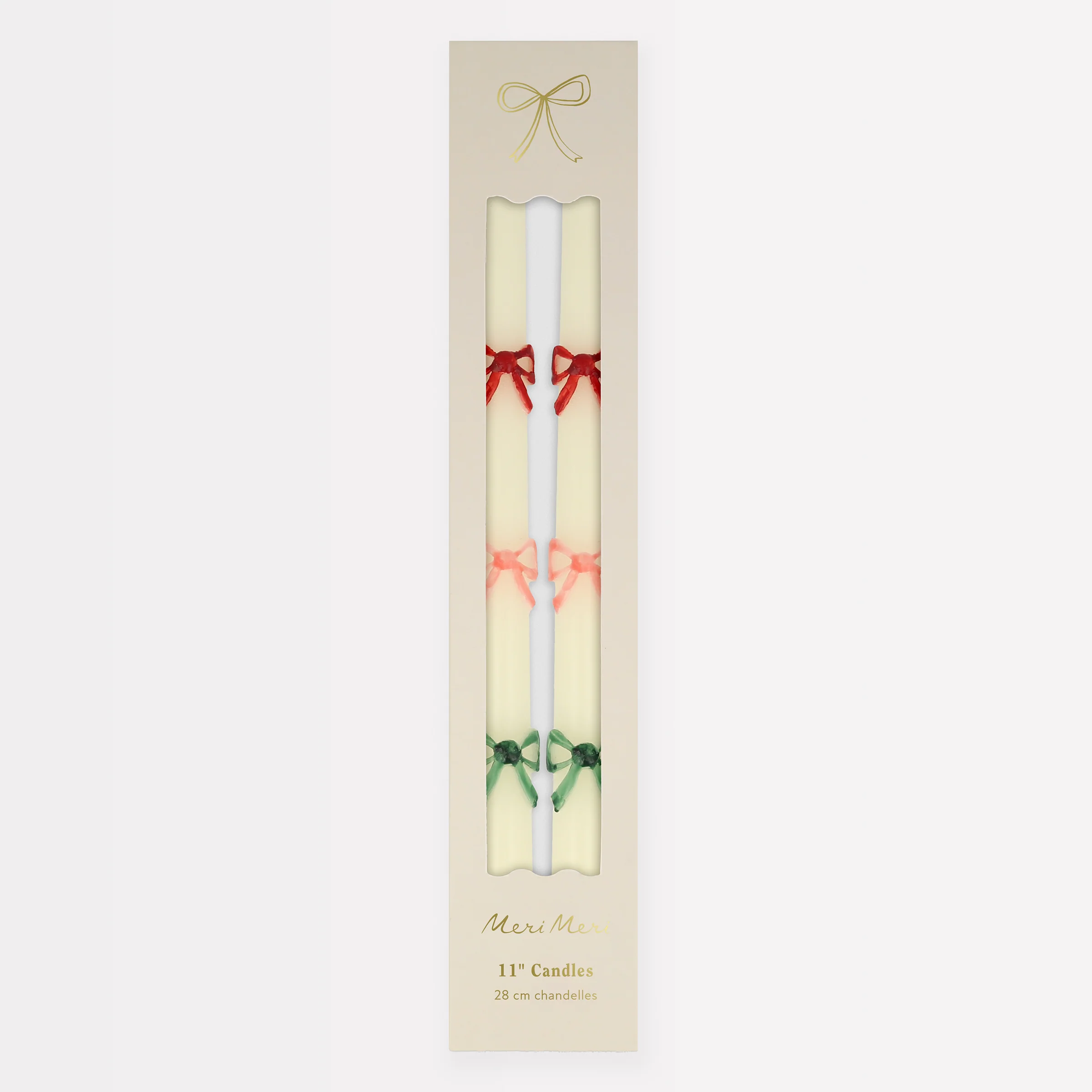 Multi Colour Bow Taper Candles (x 2)