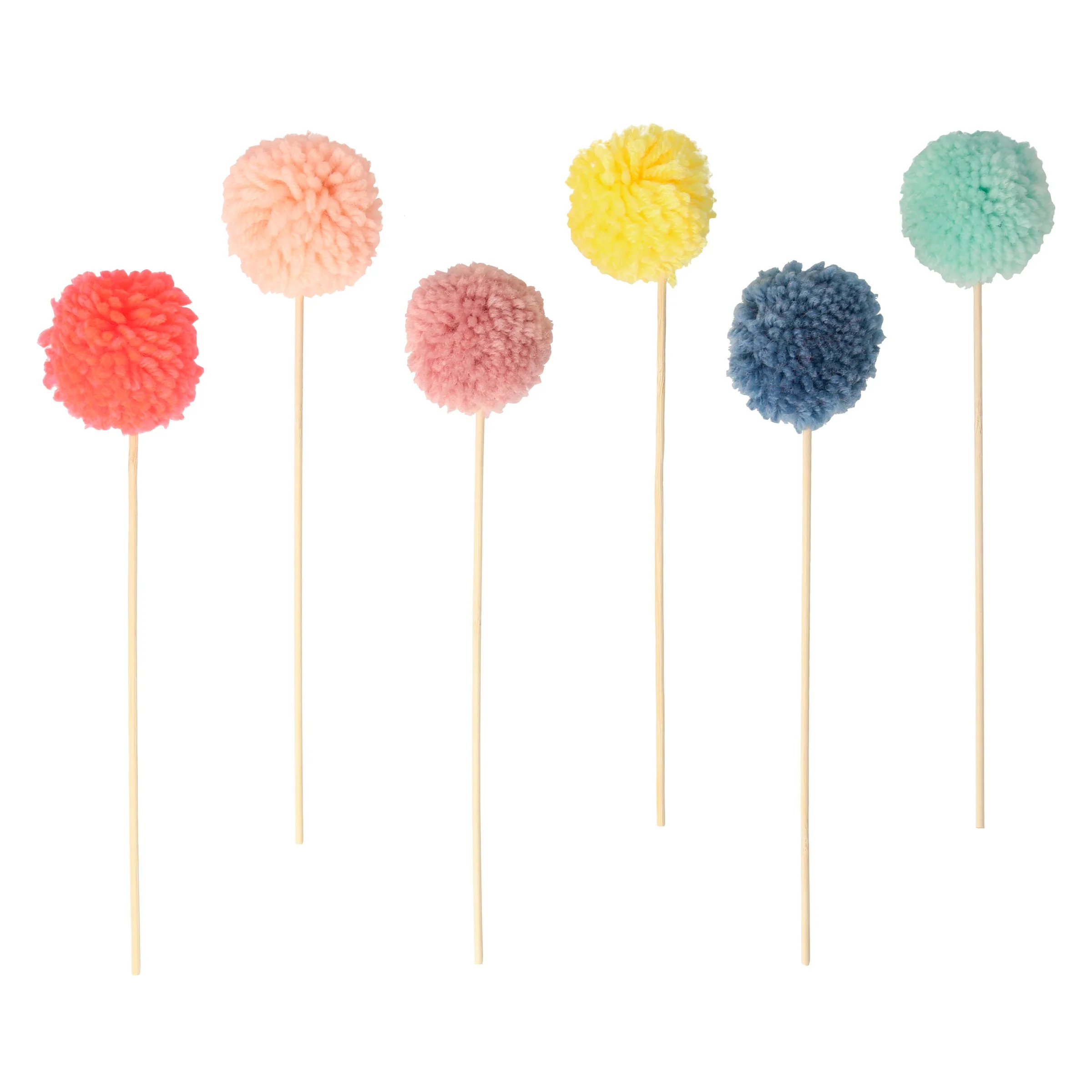 Multi Pompom Cake Toppers (x 6)