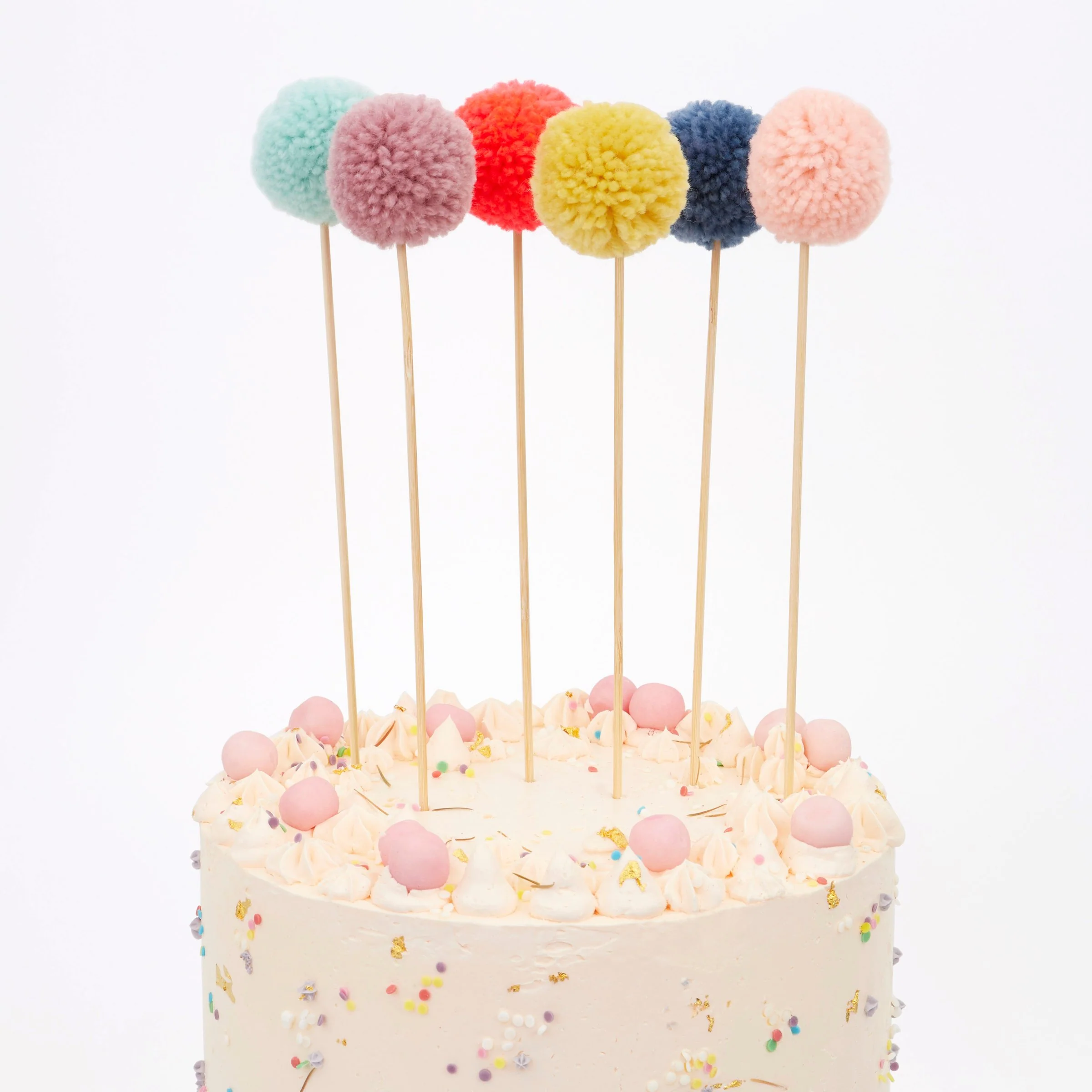 Multi Pompom Cake Toppers (x 6) - Image 2