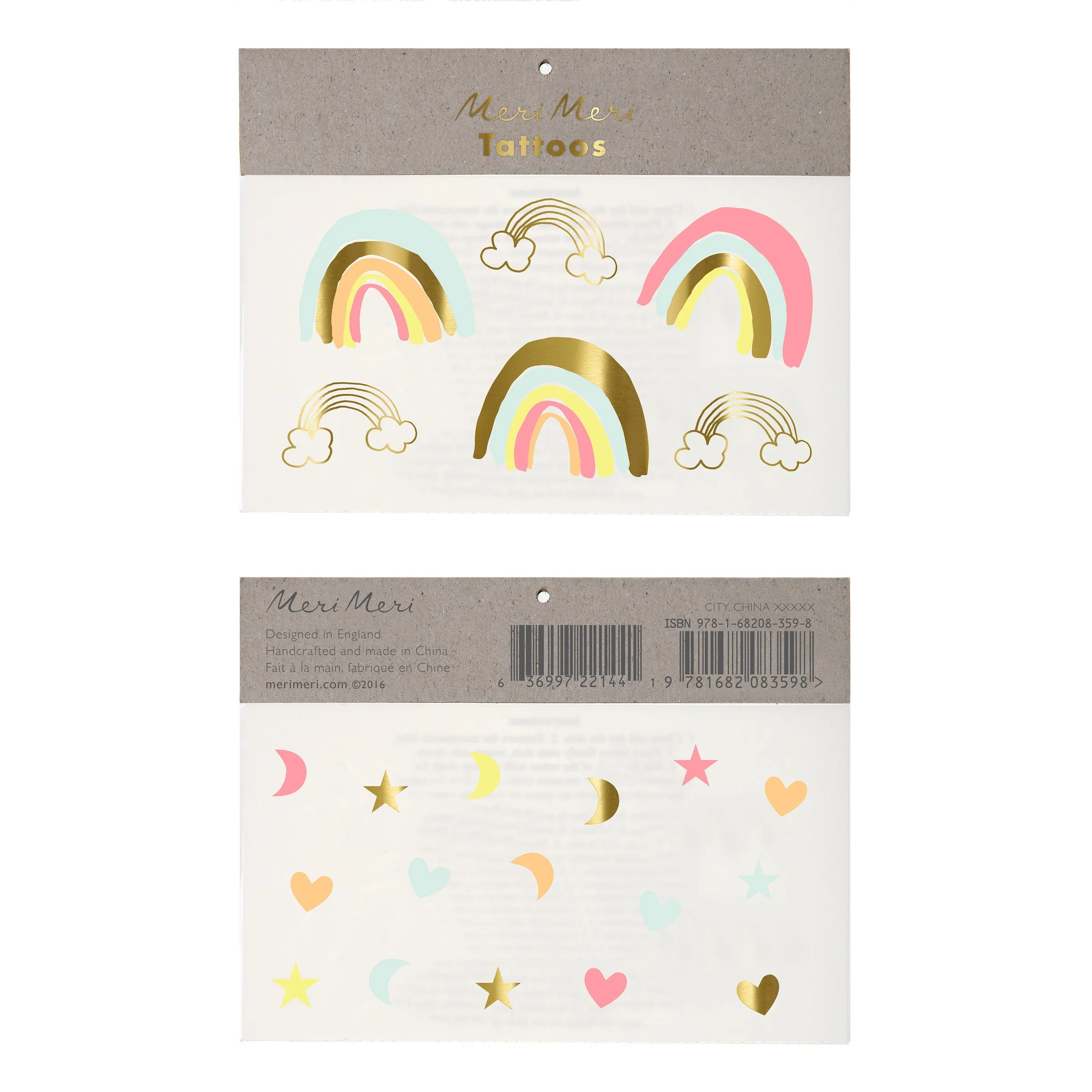 Neon Rainbows Large Temporary Tattoos