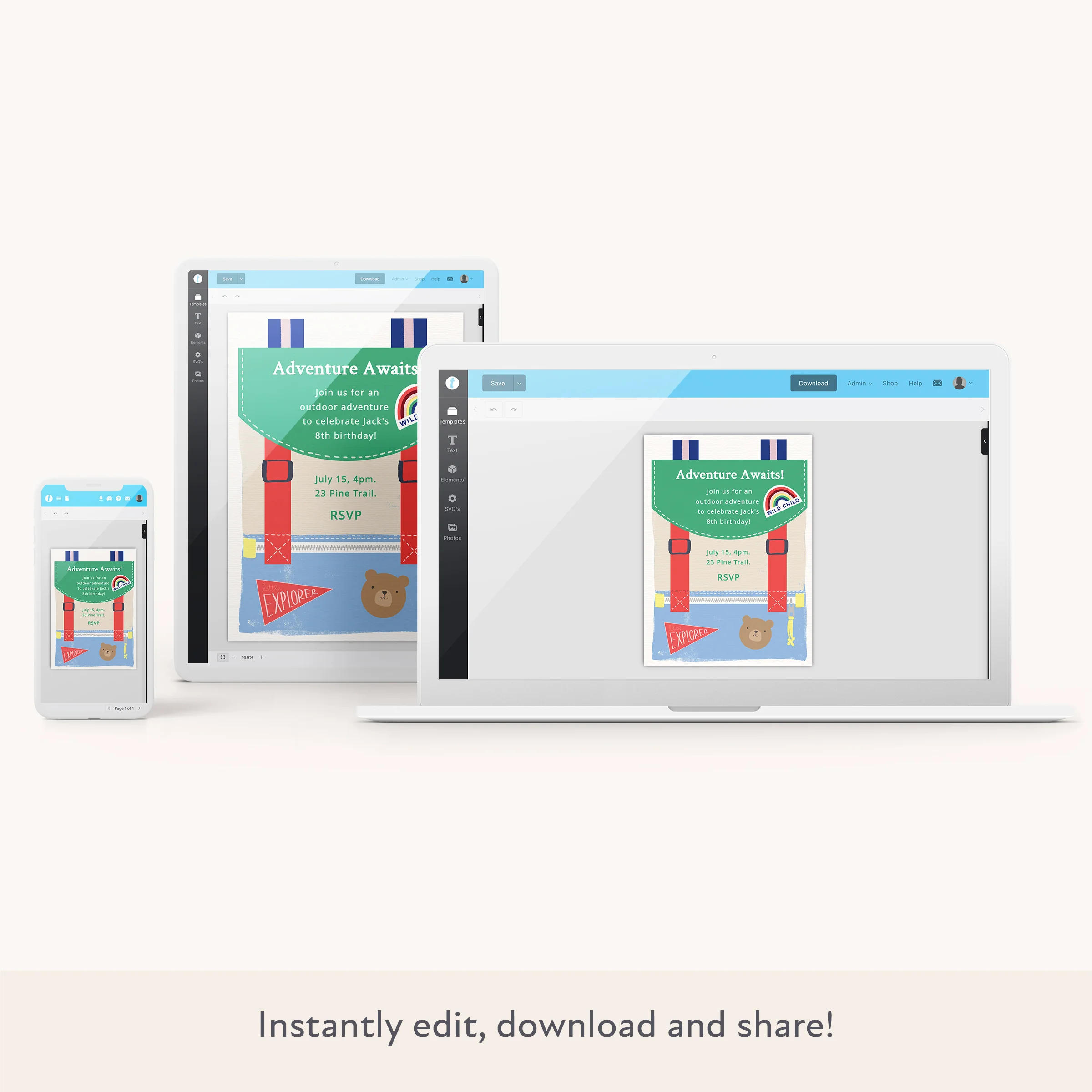 Outdoor Adventures Download & Print Invitation - Image 2