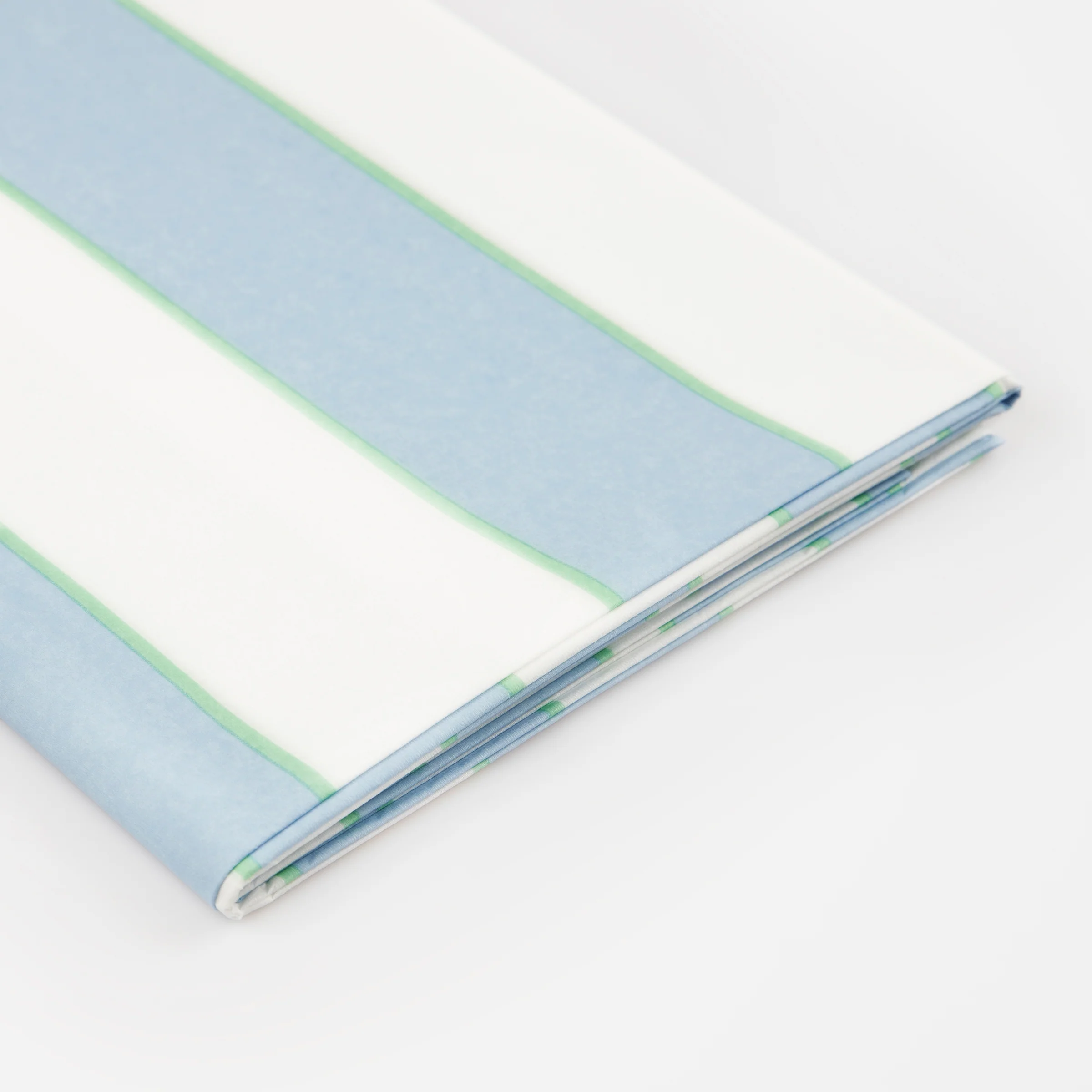 Pale Blue Striped Paper Tablecloth - Image 3