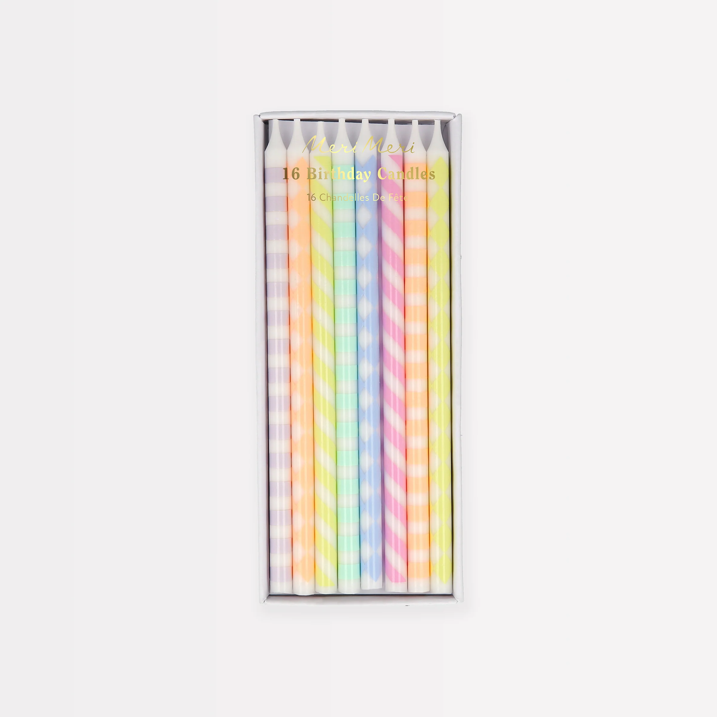 Pastel Patterned Candles (x 16)