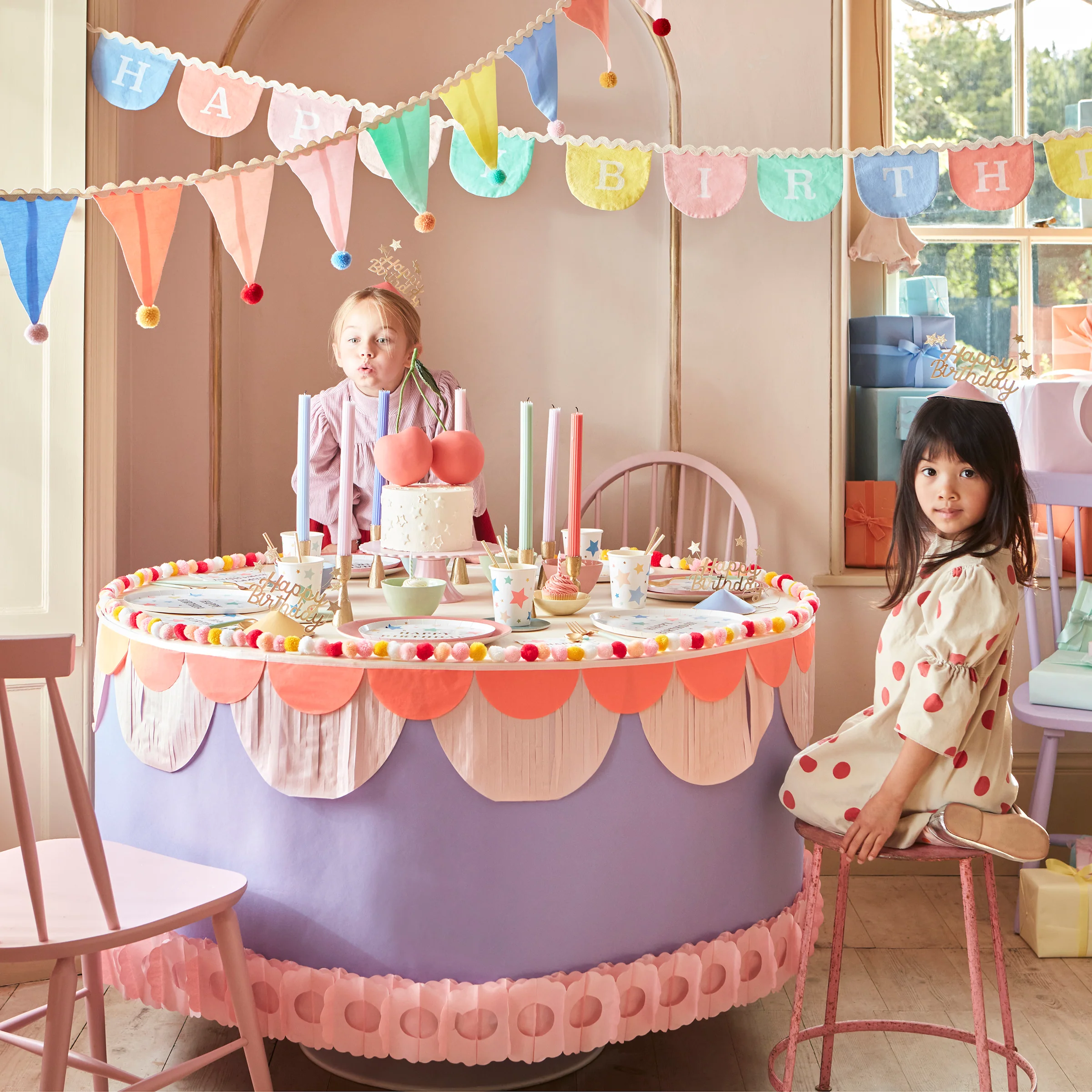 Pastel Pompom Flag Garland - Image 2