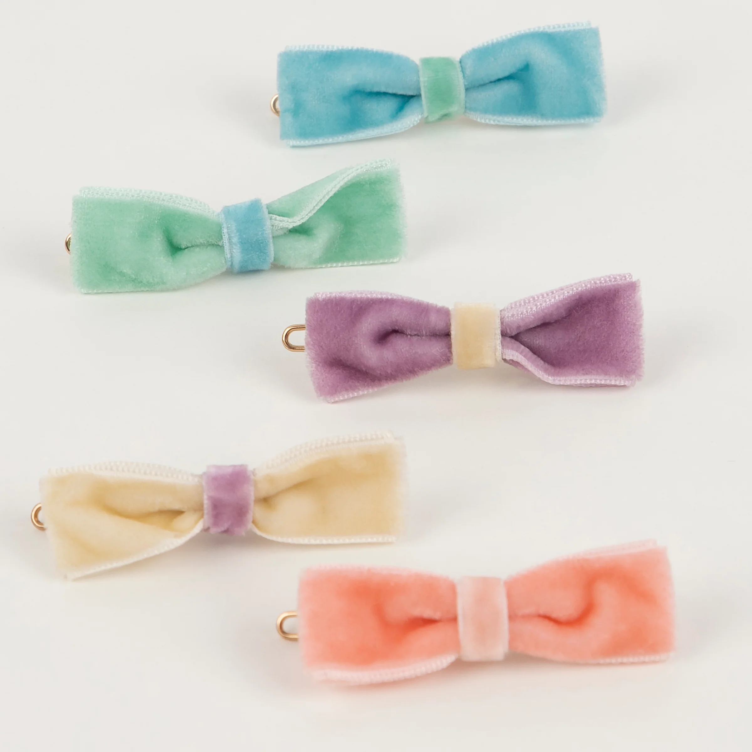 Pastel Velvet Mini Bow Clips (x 10) - Image 4