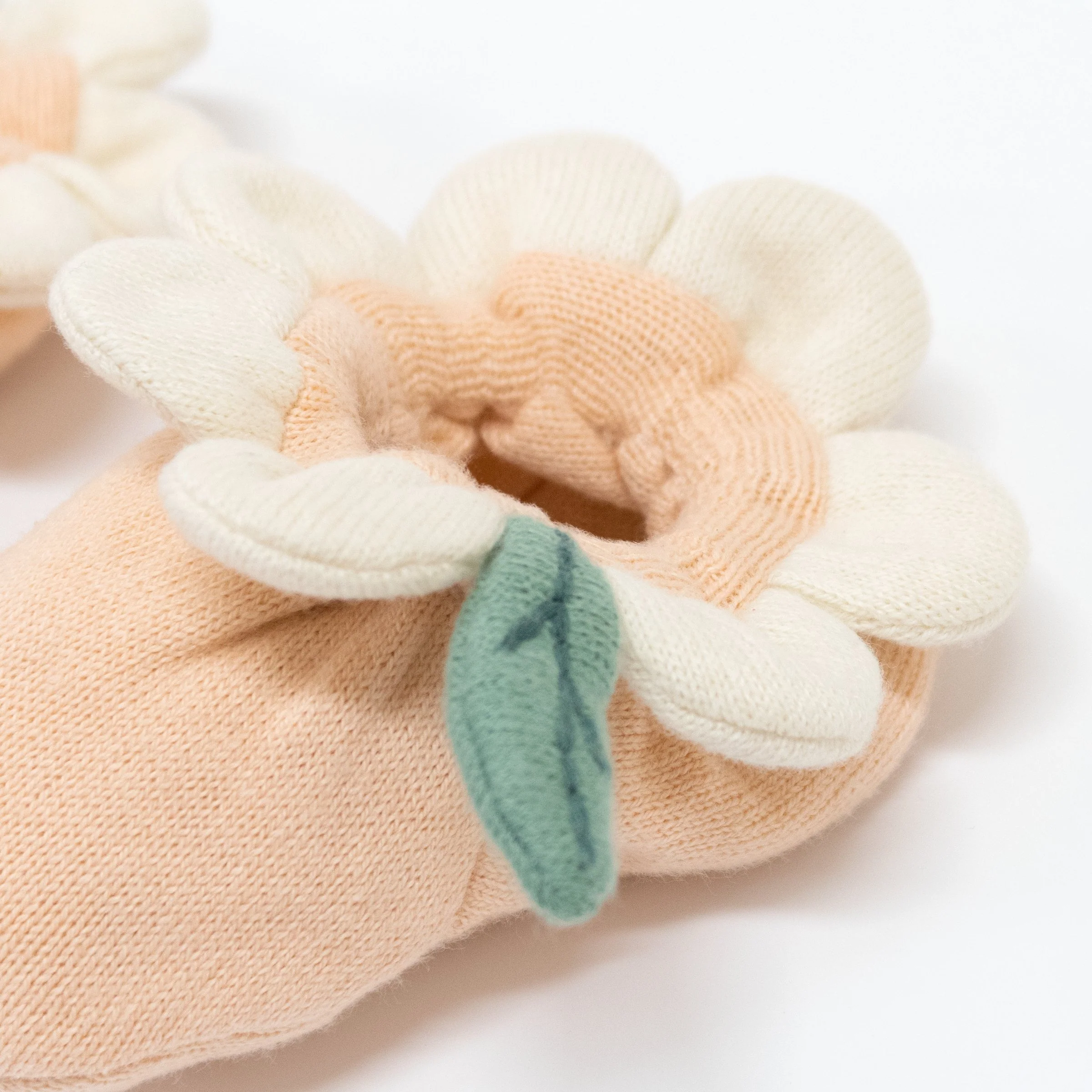 Peach Daisy Baby Booties - Image 4