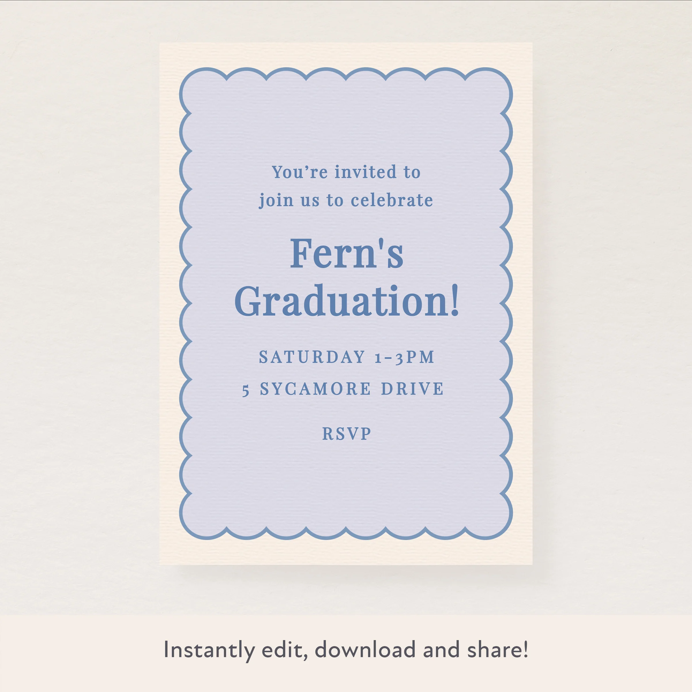 Periwinkle Scallop Download & Print Invitation