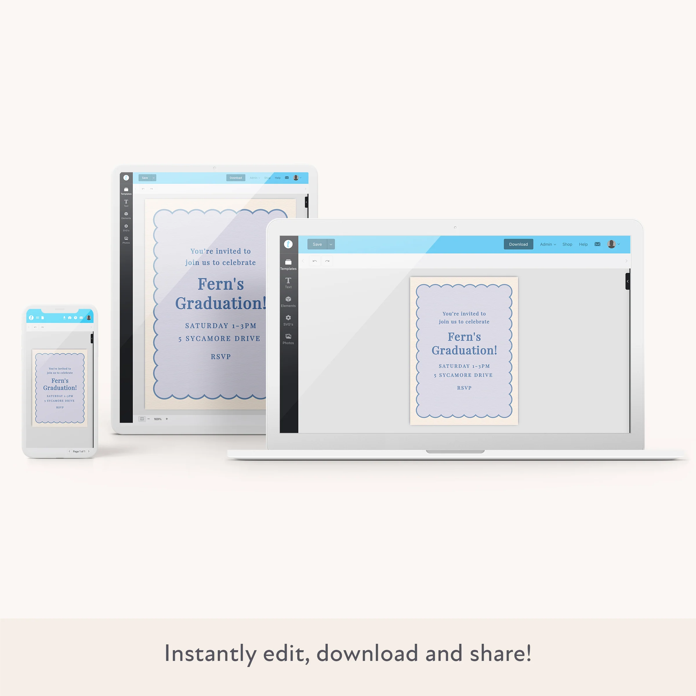 Periwinkle Scallop Download & Print Invitation - Image 2