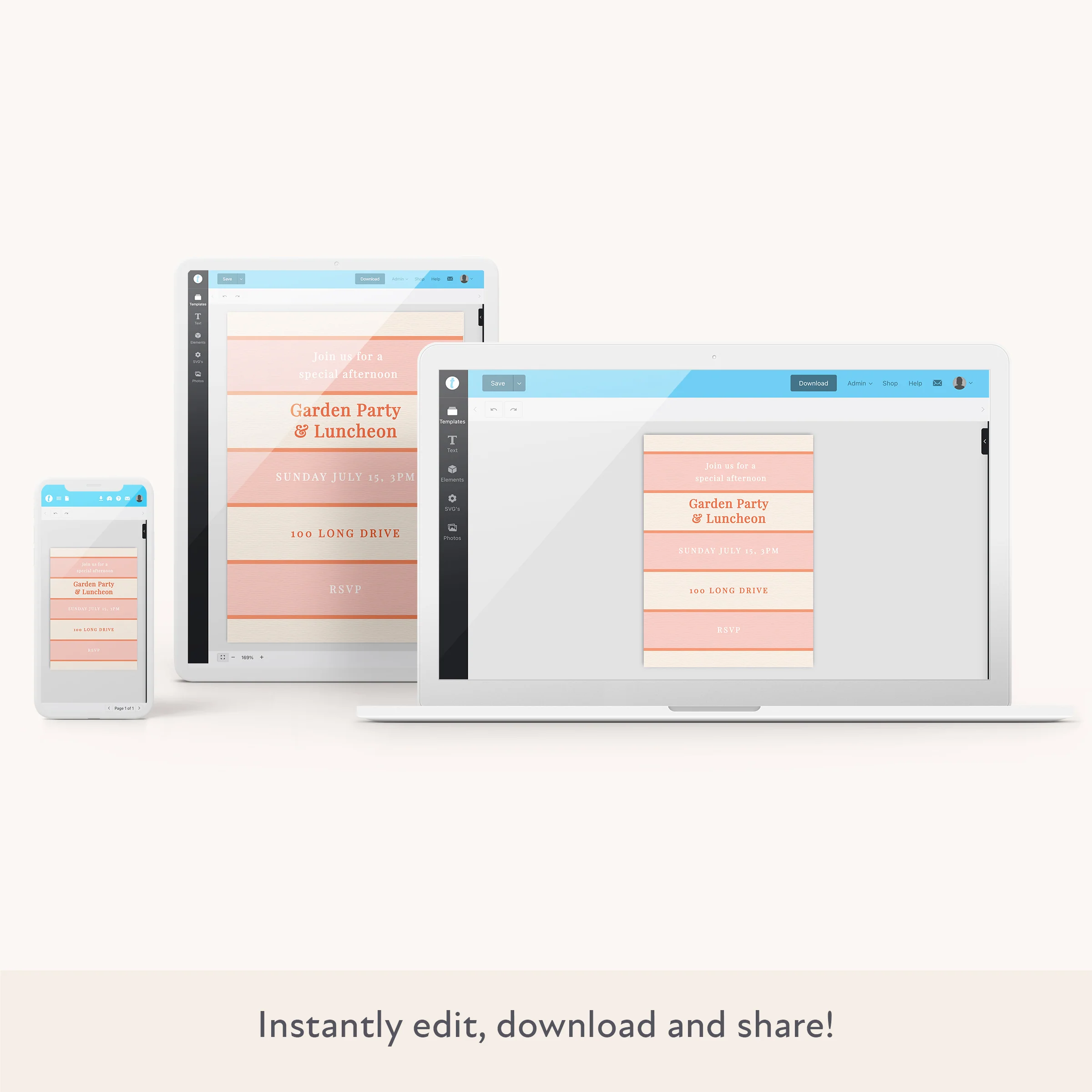 Pink Cabana Stripe Download & Print Invitation - Image 2