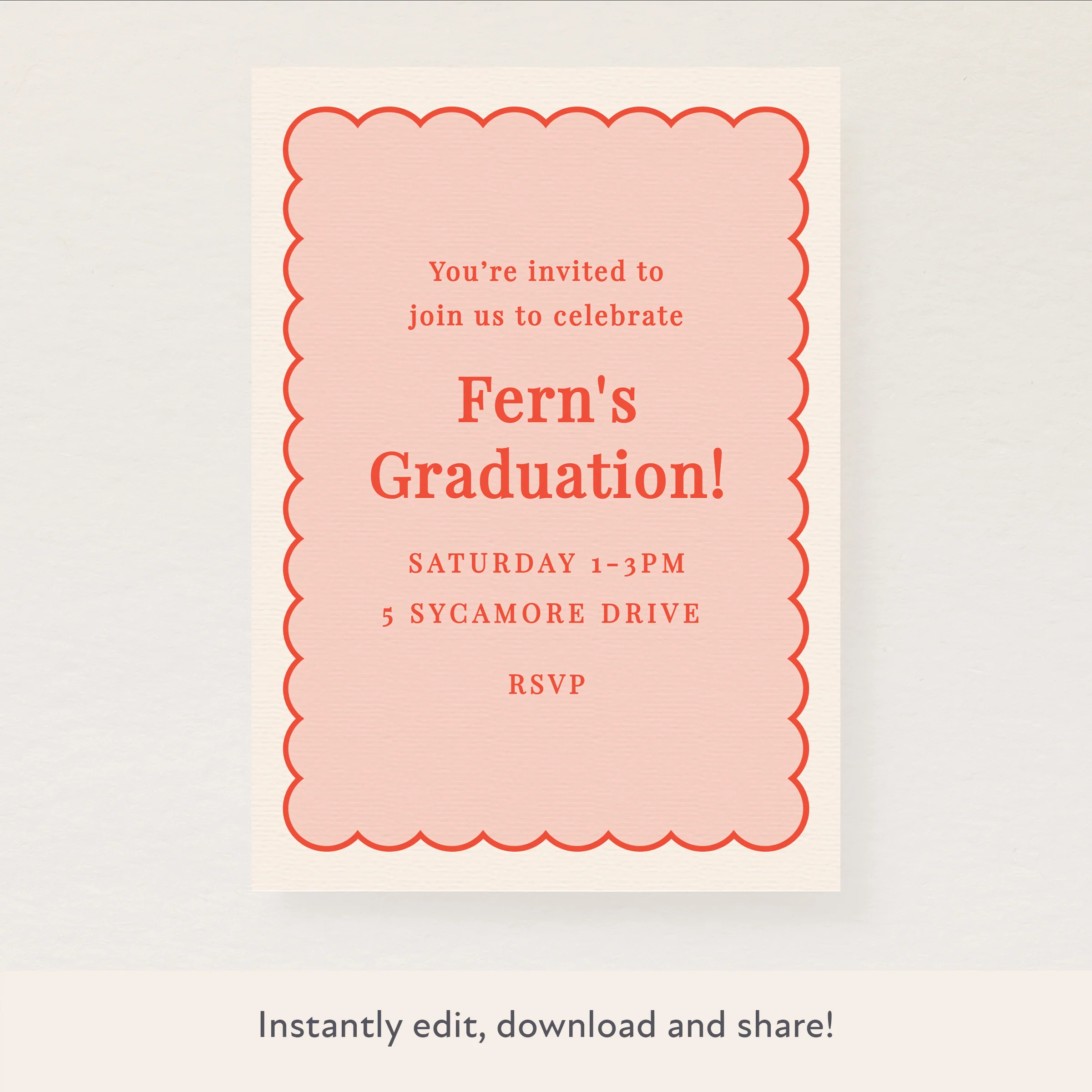 Pink Scallop Download & Print Invitation