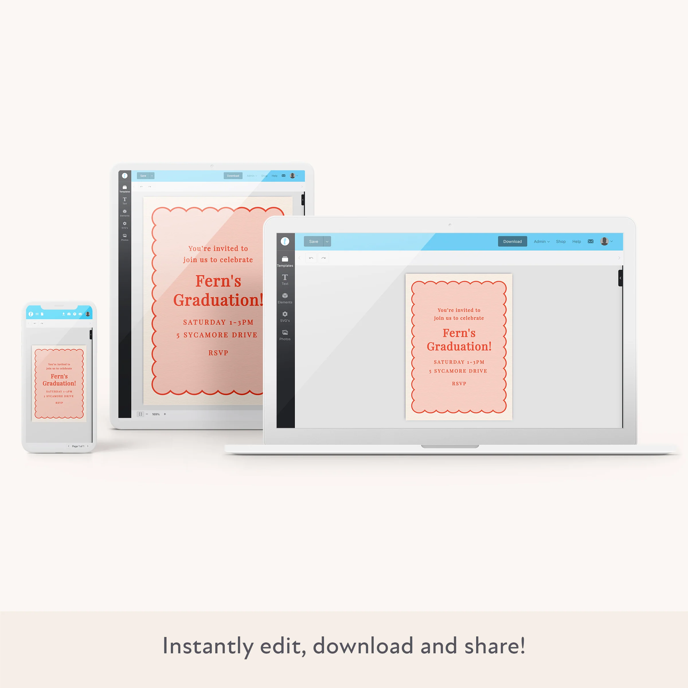 Pink Scallop Download & Print Invitation - Image 2