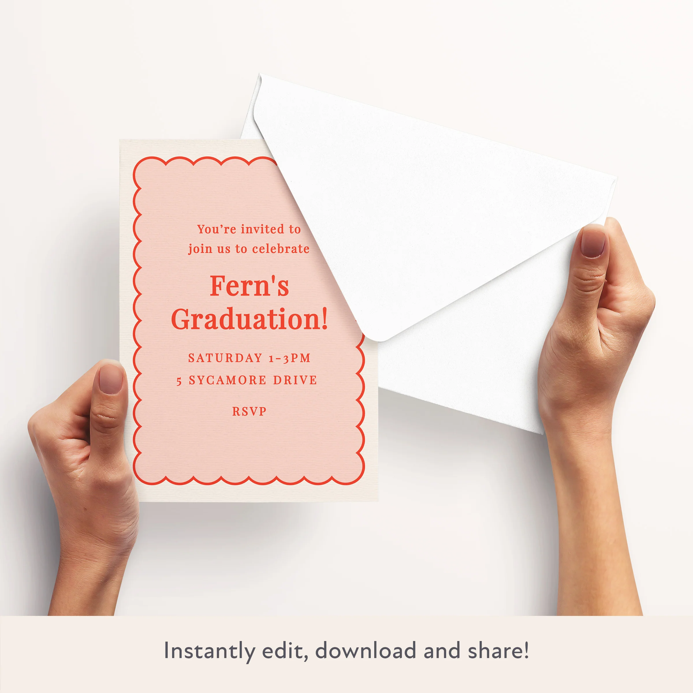 Pink Scallop Download & Print Invitation - Image 3