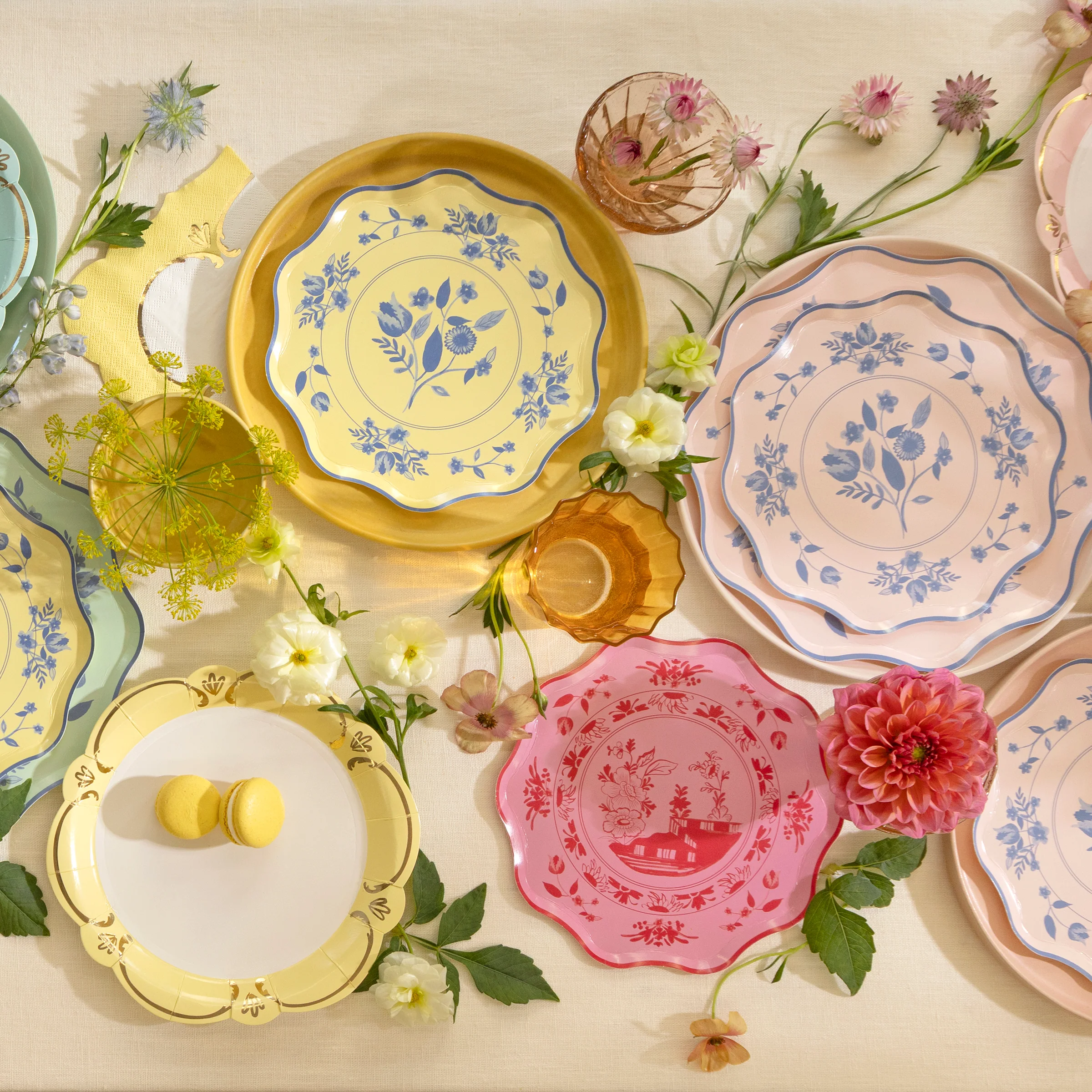 Pink Vintage Botanical Side Plates (x 8) - Image 2