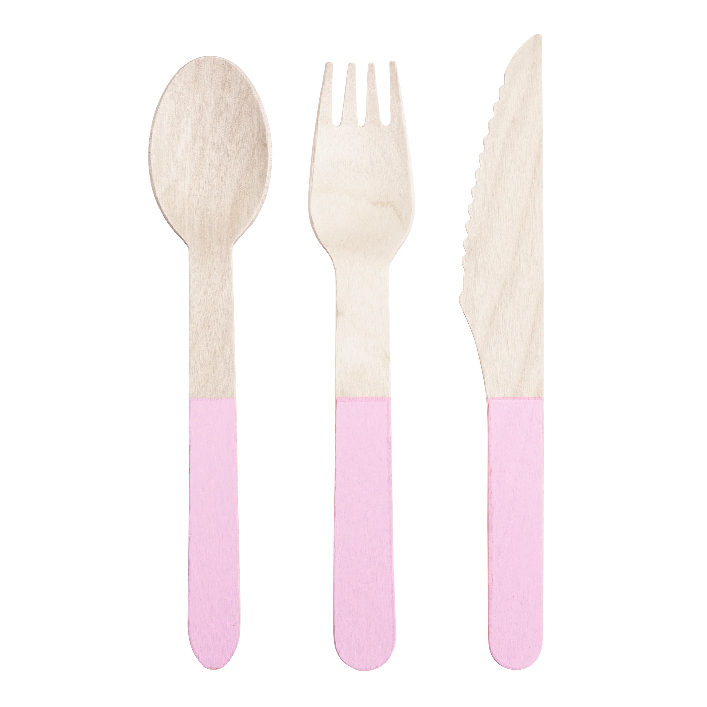 Pink Wooden Cutlery Set (x 24) - Image 3