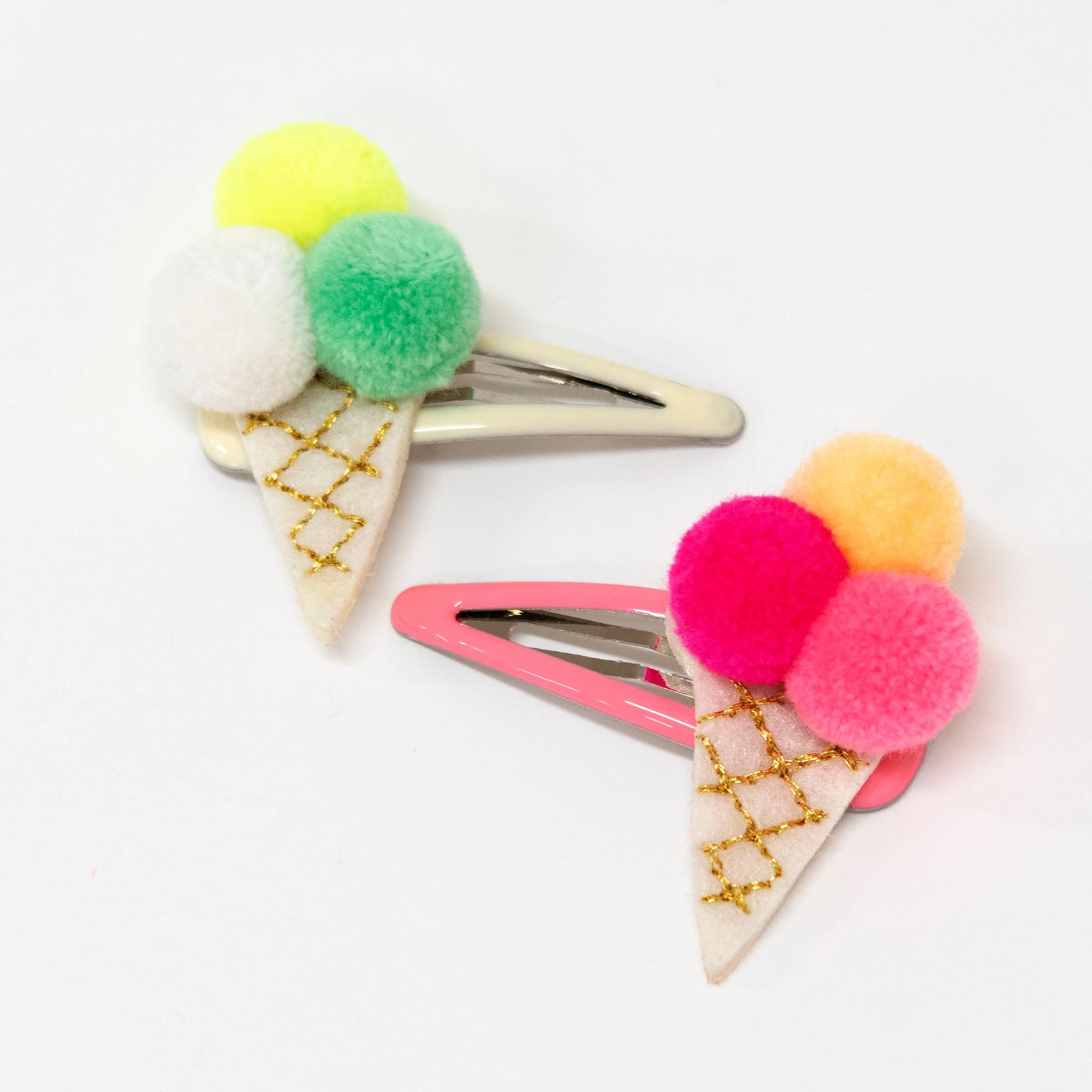 Pompom Ice Cream Hair Clips (x 2) - Image 2